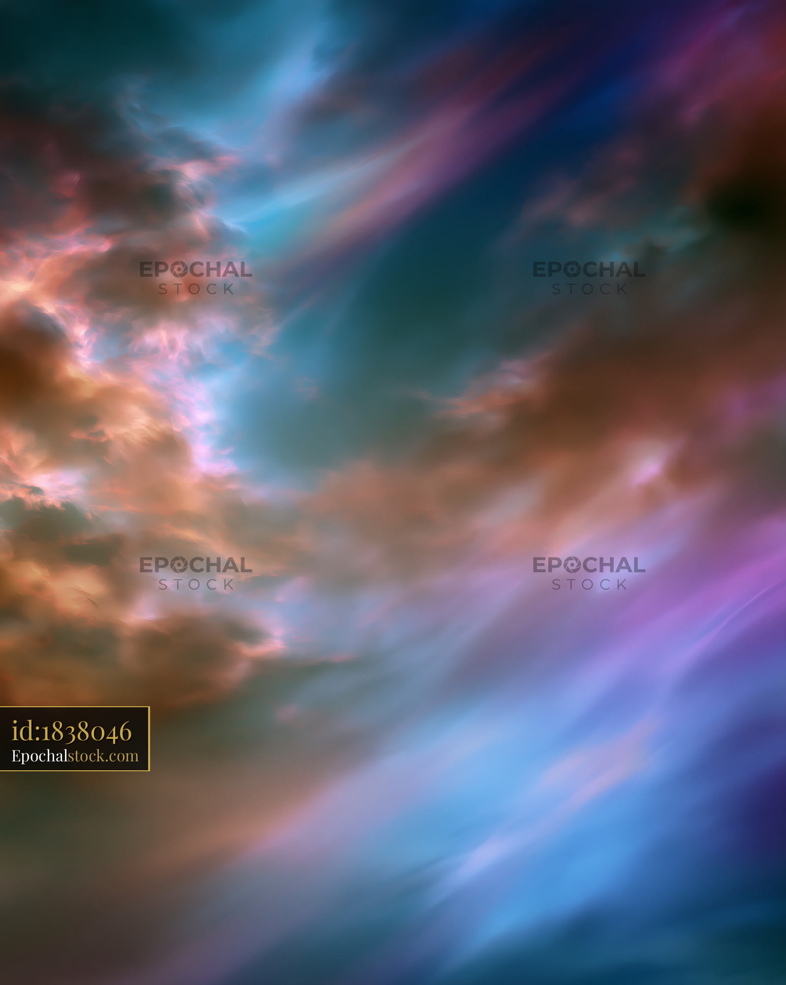 Watermarked full-resolution preview of Colorful abstract clouds in the evening sky