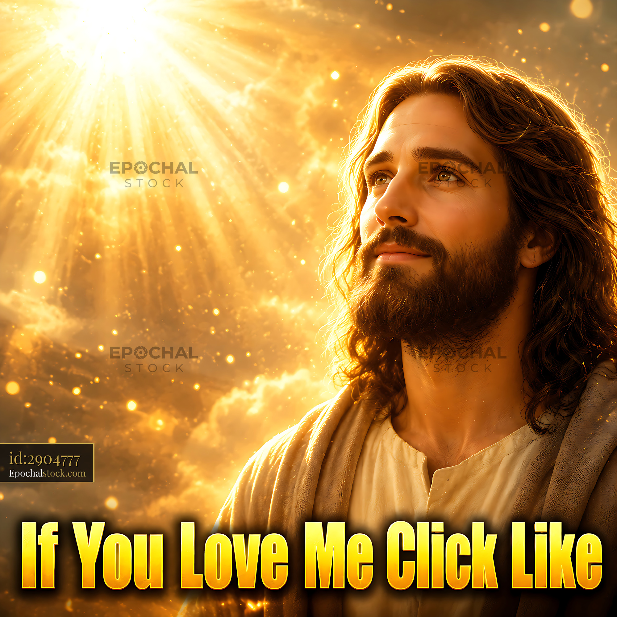 Man With Long Hair Looking at Bright Light in Sky - stock photo