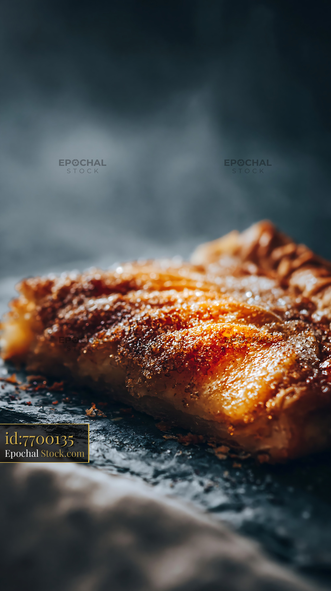 Freshly baked apple tart with caramelized sugar crust - stock photo