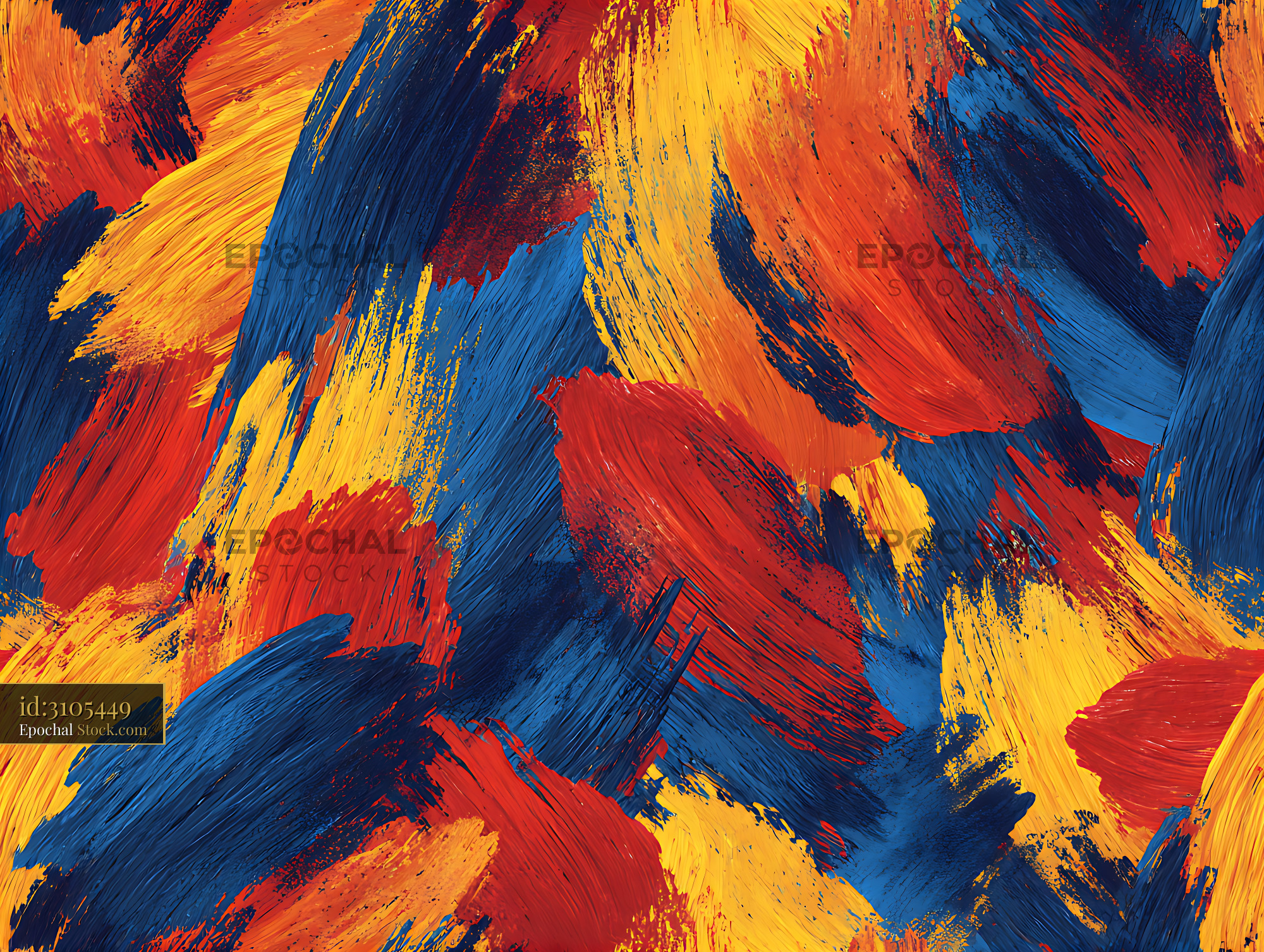 Vibrant Impasto Primary Color Brushstrokes - stock photo