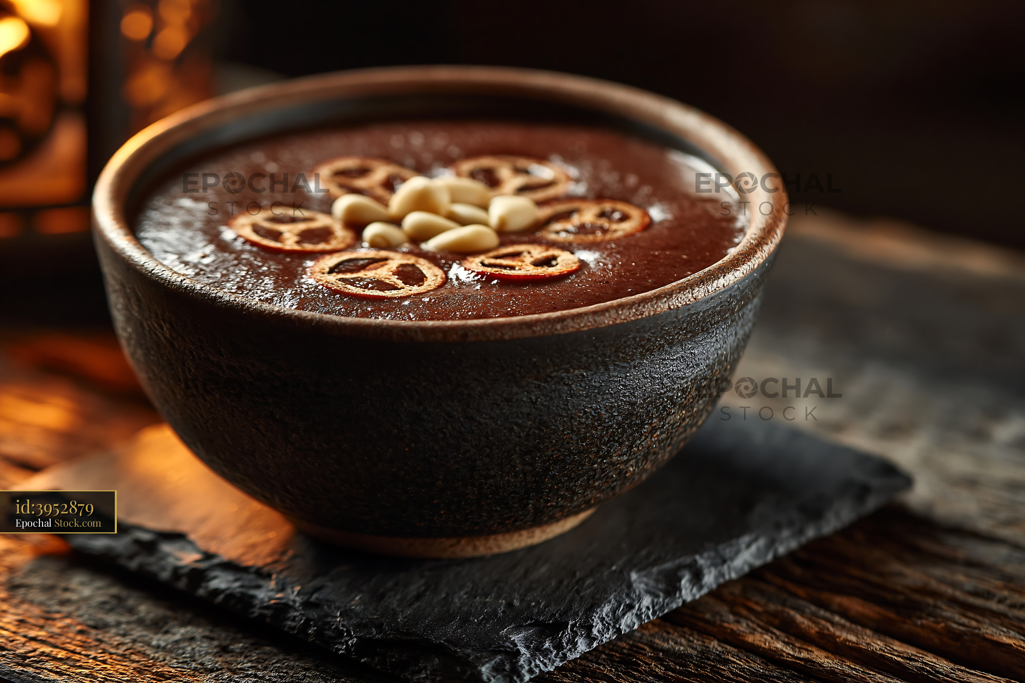 Traditional Korean daechu jujube smoothie in a rustic ceramic bowl - stock photo