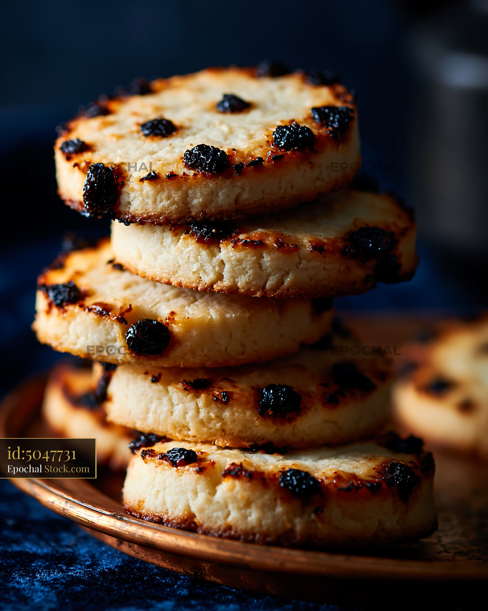 Stack of traditional shirini kishmishi biscuits with raisins - stock photo