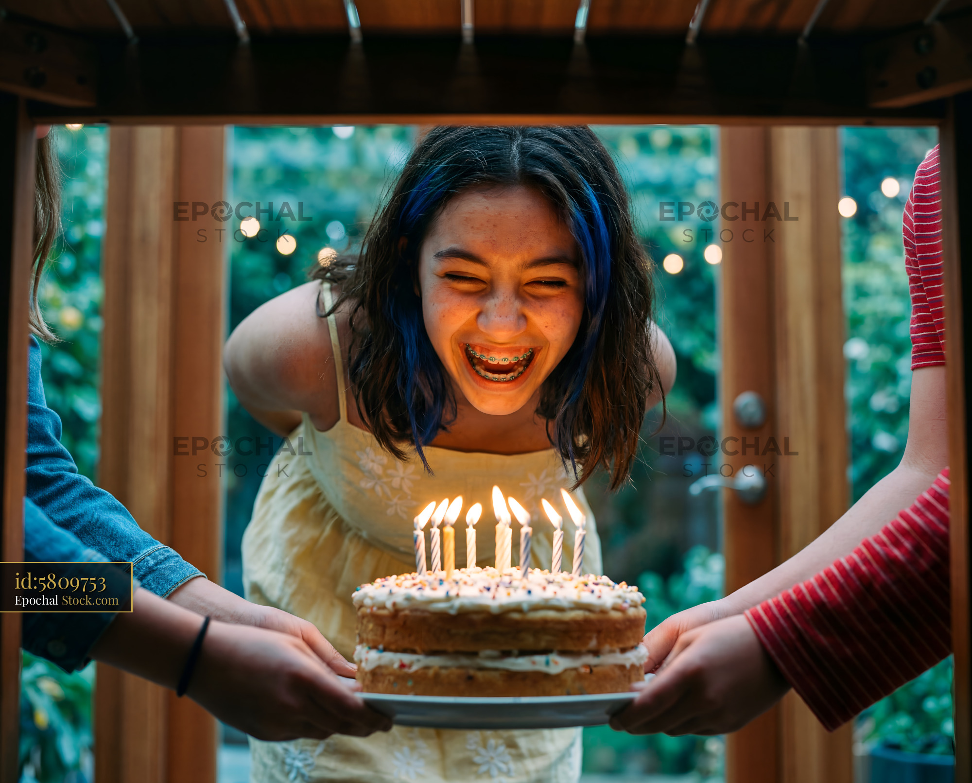 Happy birthday celebration with cake and candles Premium Stock Image - stock photo