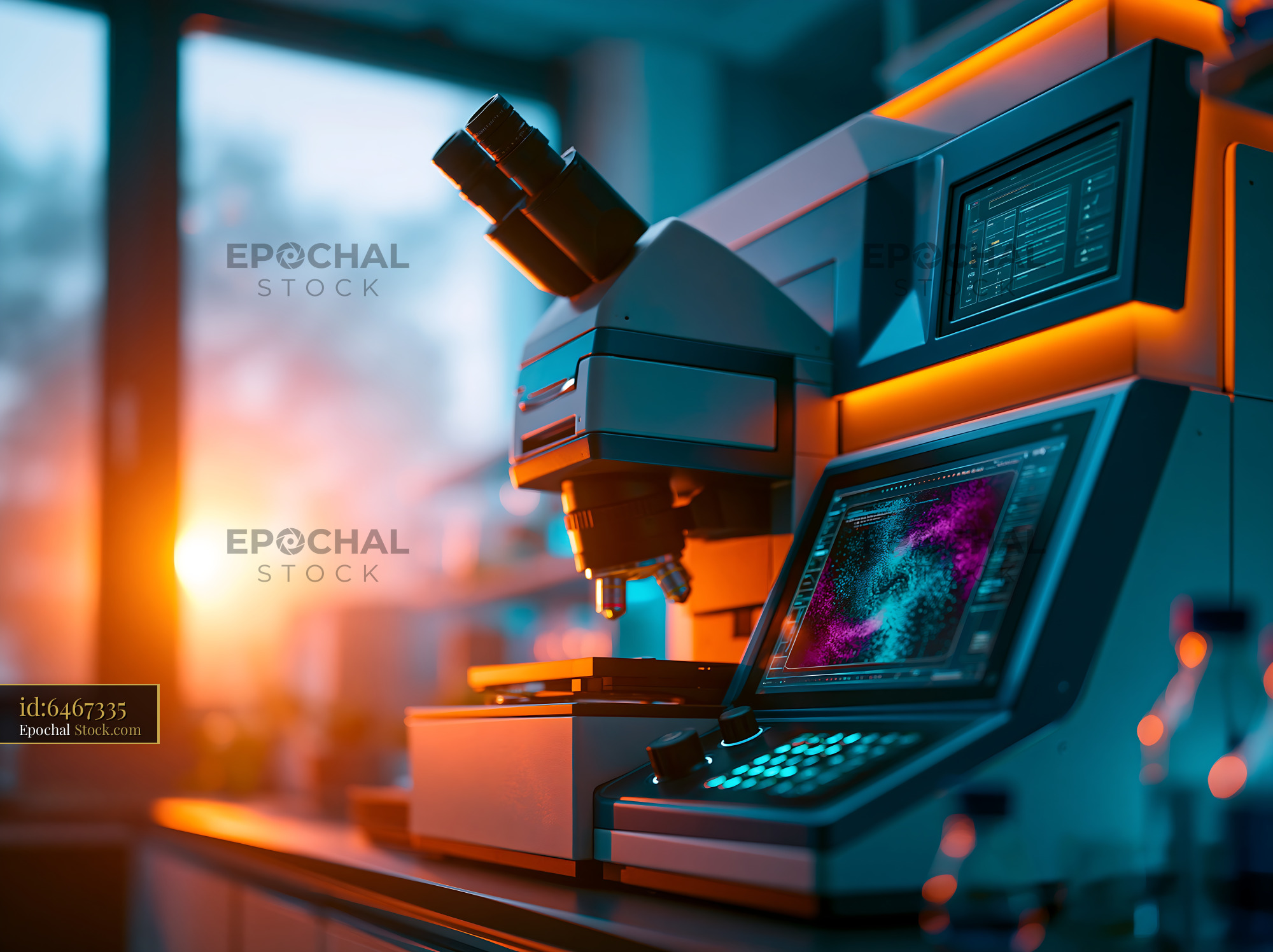 Microscope for vibrational circular dichroism d loop dna research - stock photo