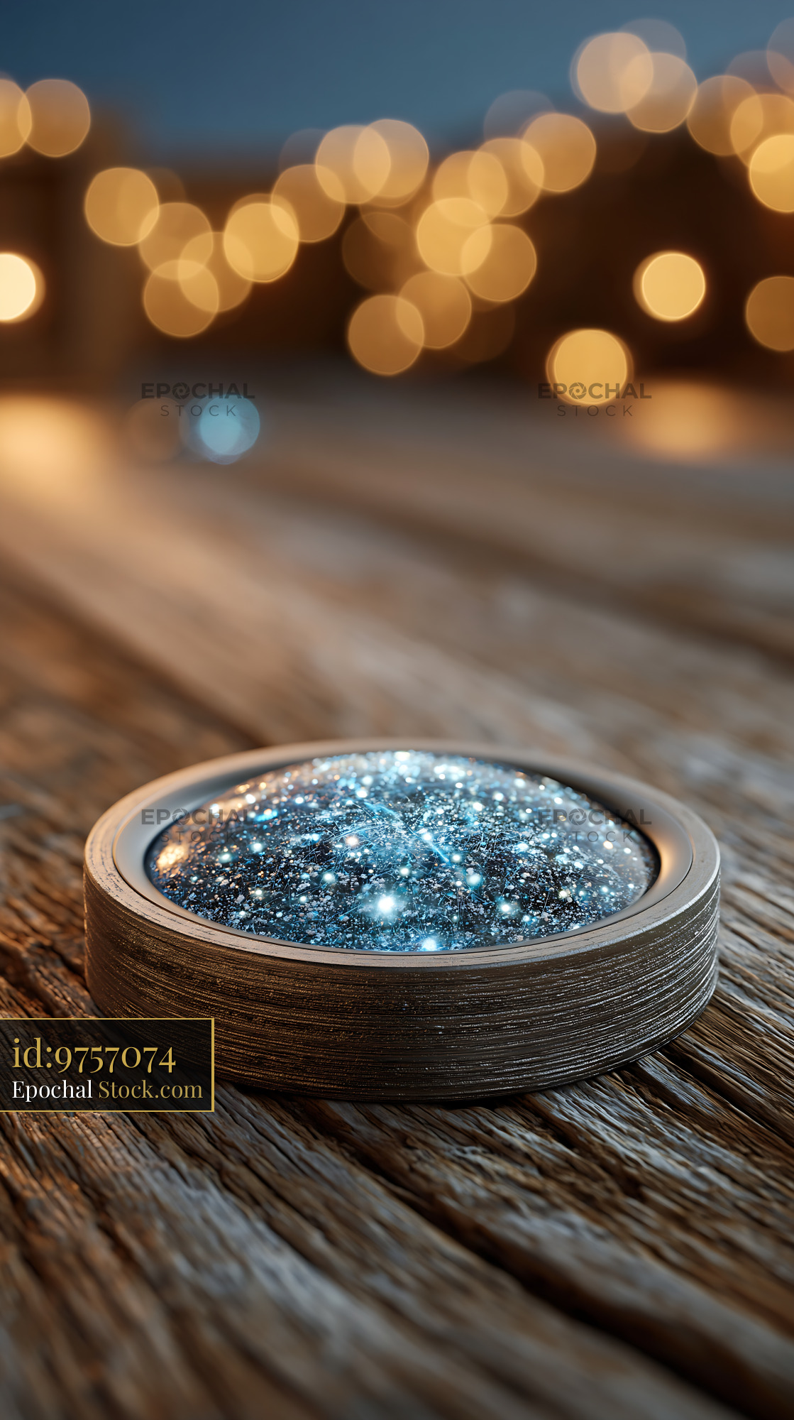 Sparkling floor lights on rustic wood at a gala event - stock photo