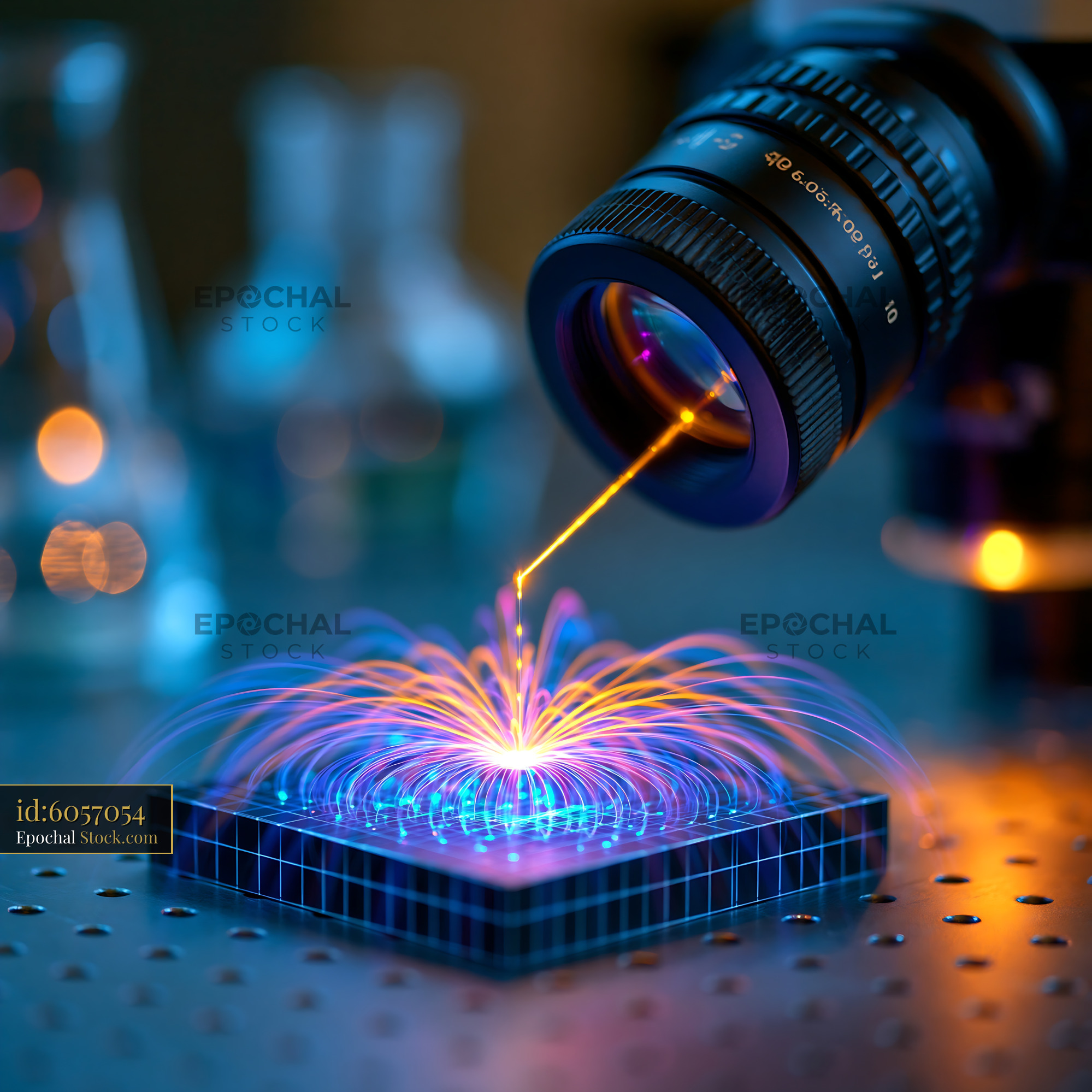 Advanced fiber optic Raman probe for DNA sensing in a high-tech lab - stock photo