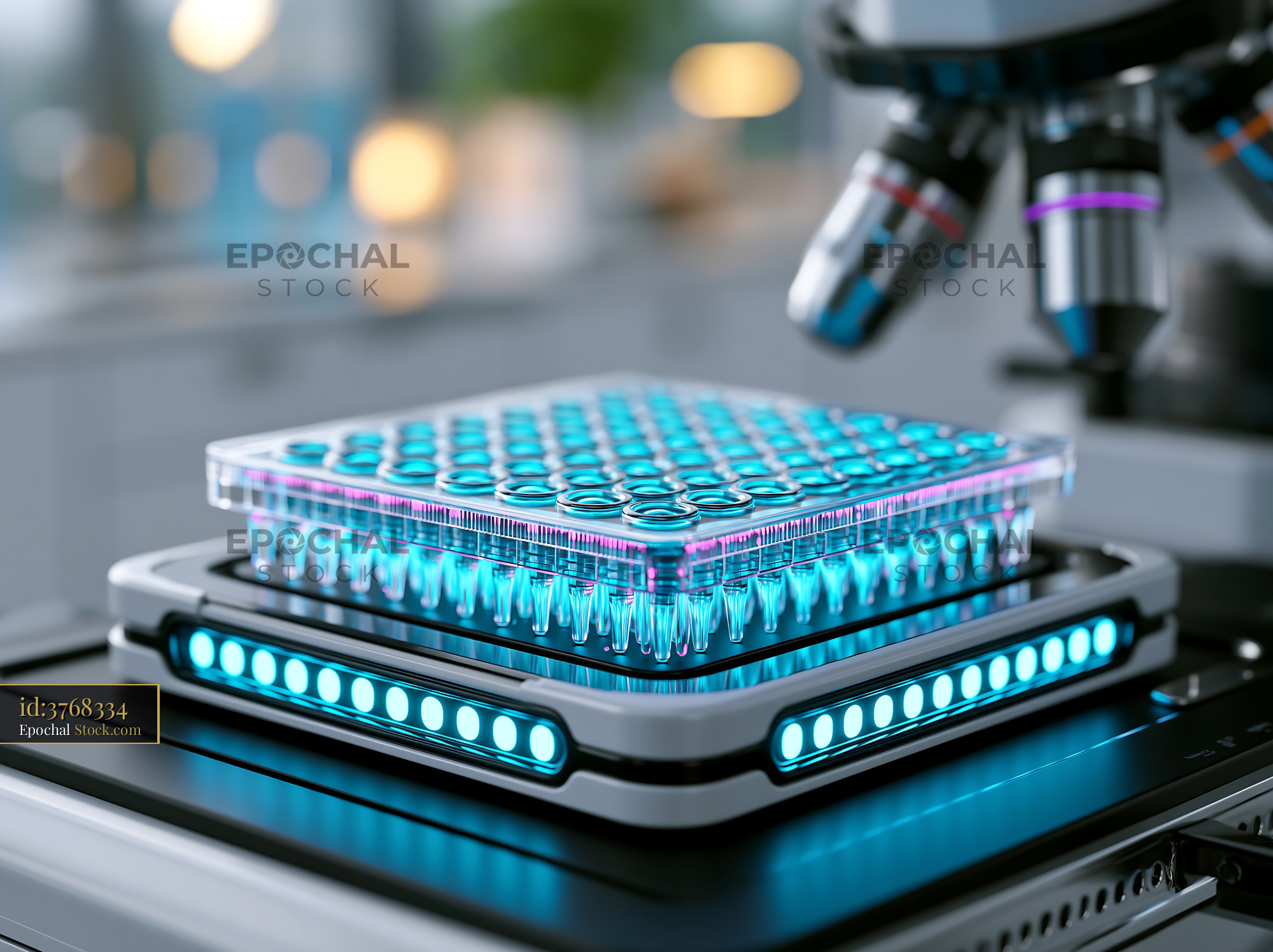 Automated patch clamp workstation for electrophysiology research - stock photo