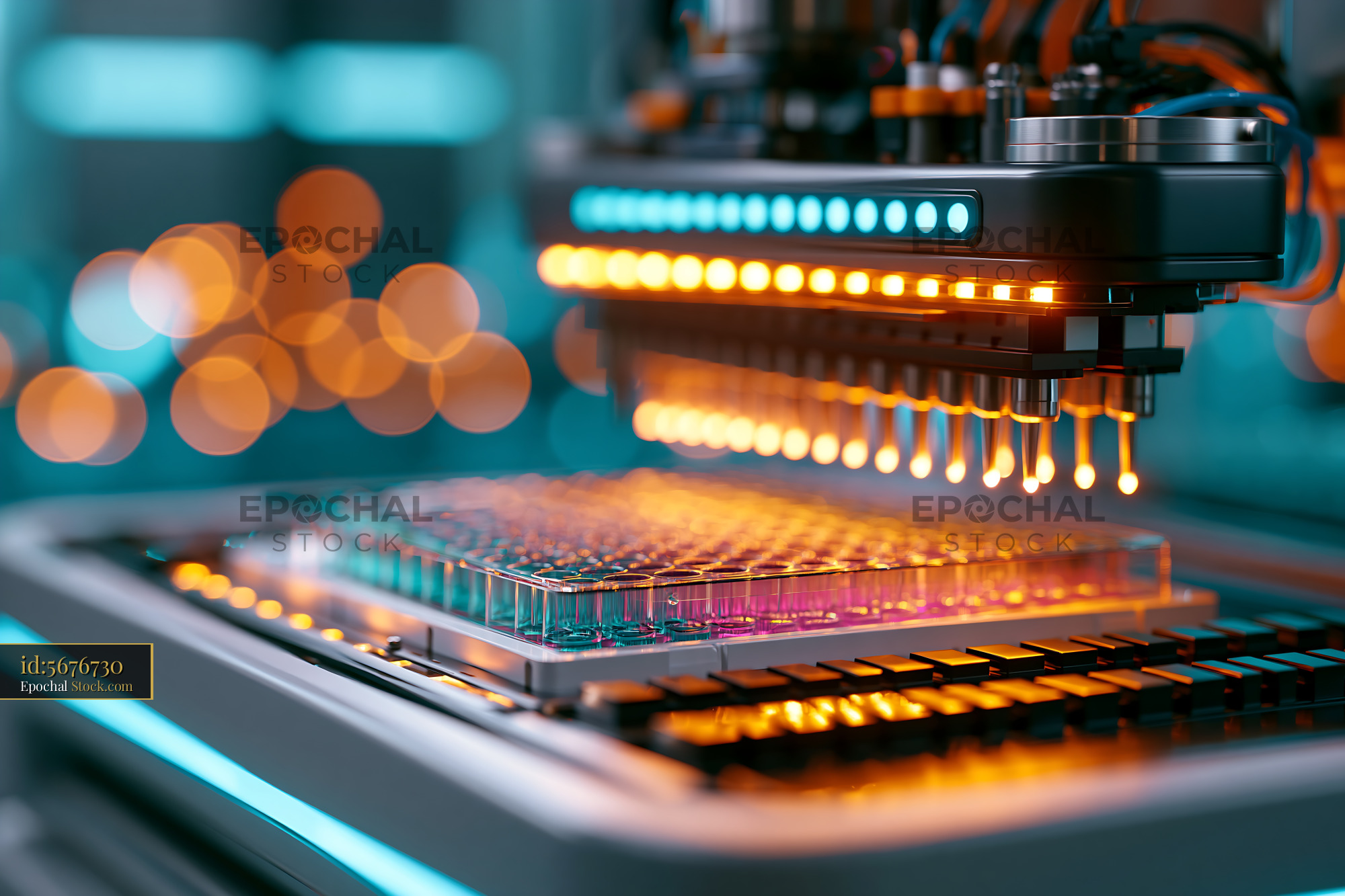 Automated robotic system for fragment based lead discovery screening - stock photo