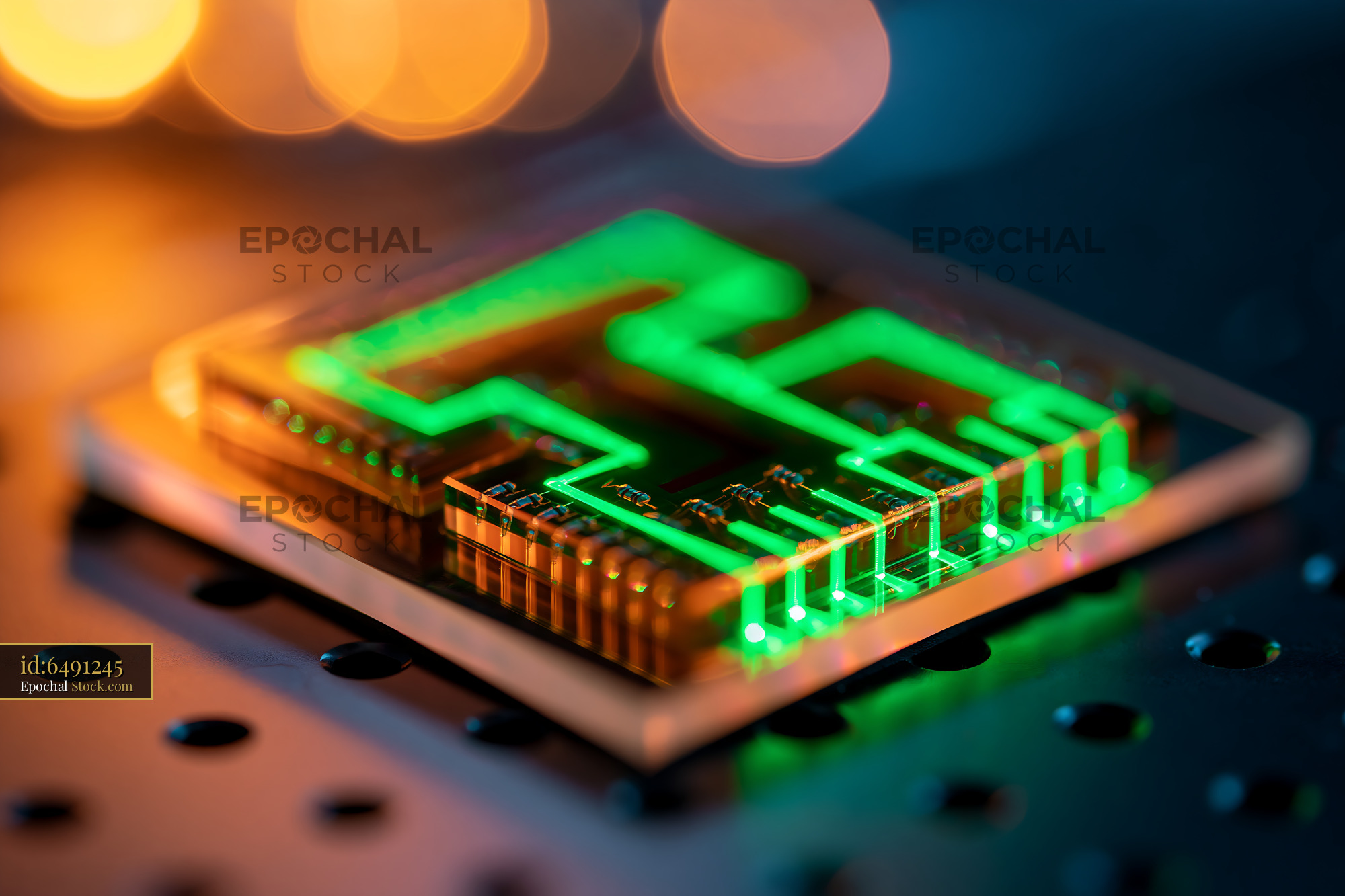 Microchip sensor for tirf microscopy dna polymerase sliding kinetics - stock photo