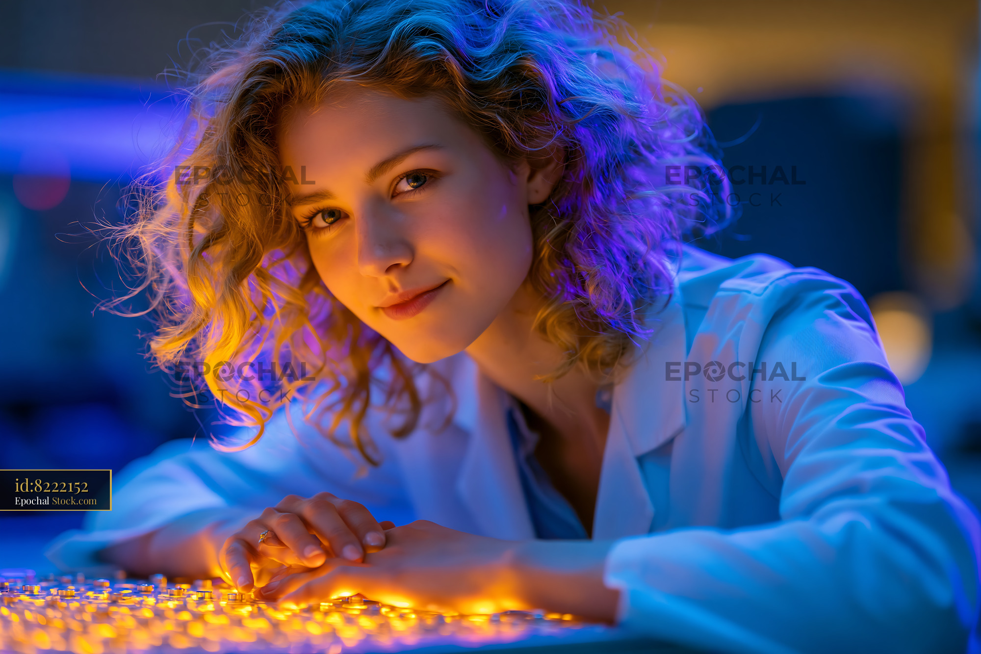 Young female scientist performing multi angle light scattering analysi - stock photo