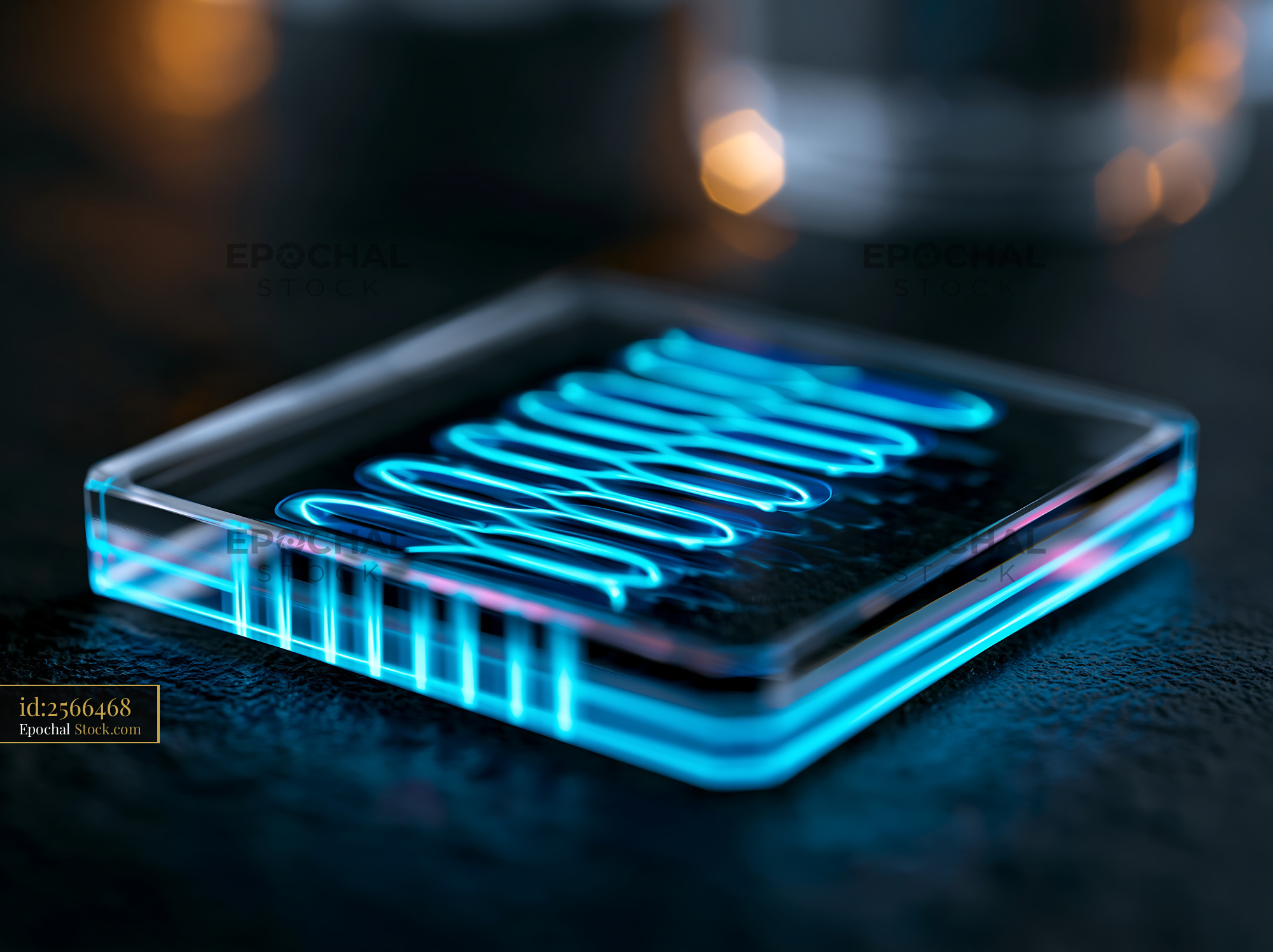 Microscopic view of DNA polymerase sliding kinetics on a glass chip - stock photo