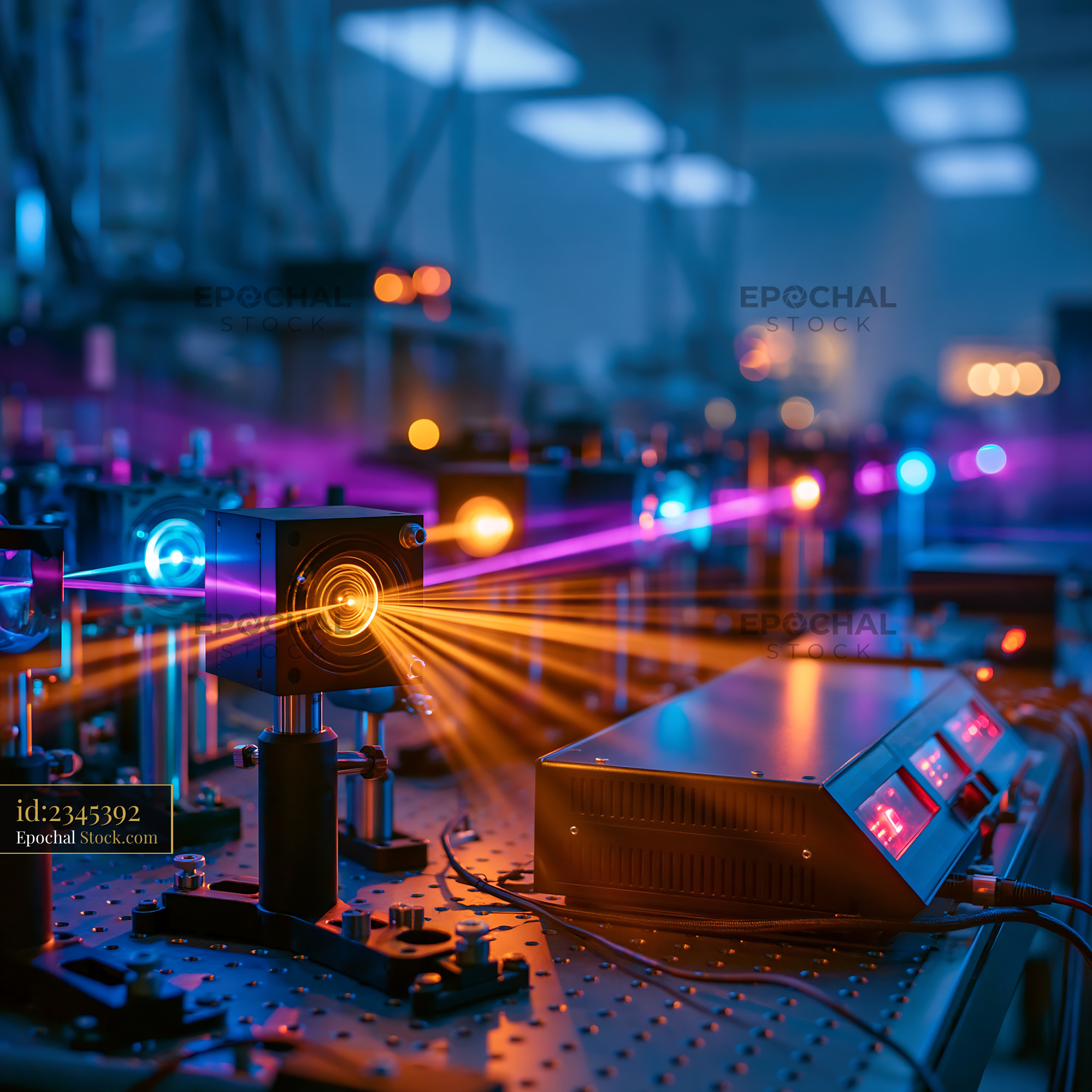 Laser system for sum frequency generation spectroscopy research - stock photo