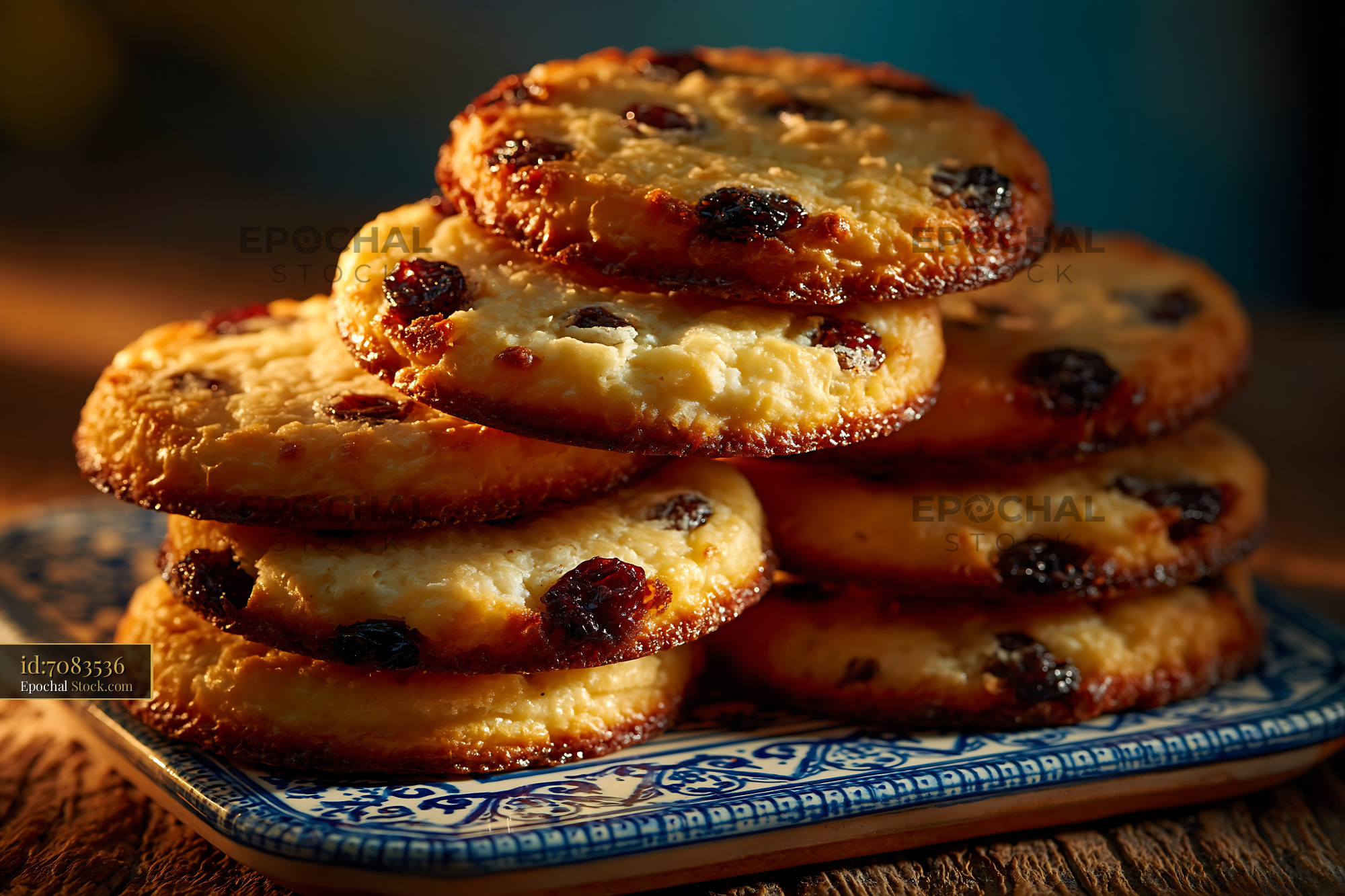Homemade shirini kishmishi raisin biscuits on a ceramic plate - stock photo
