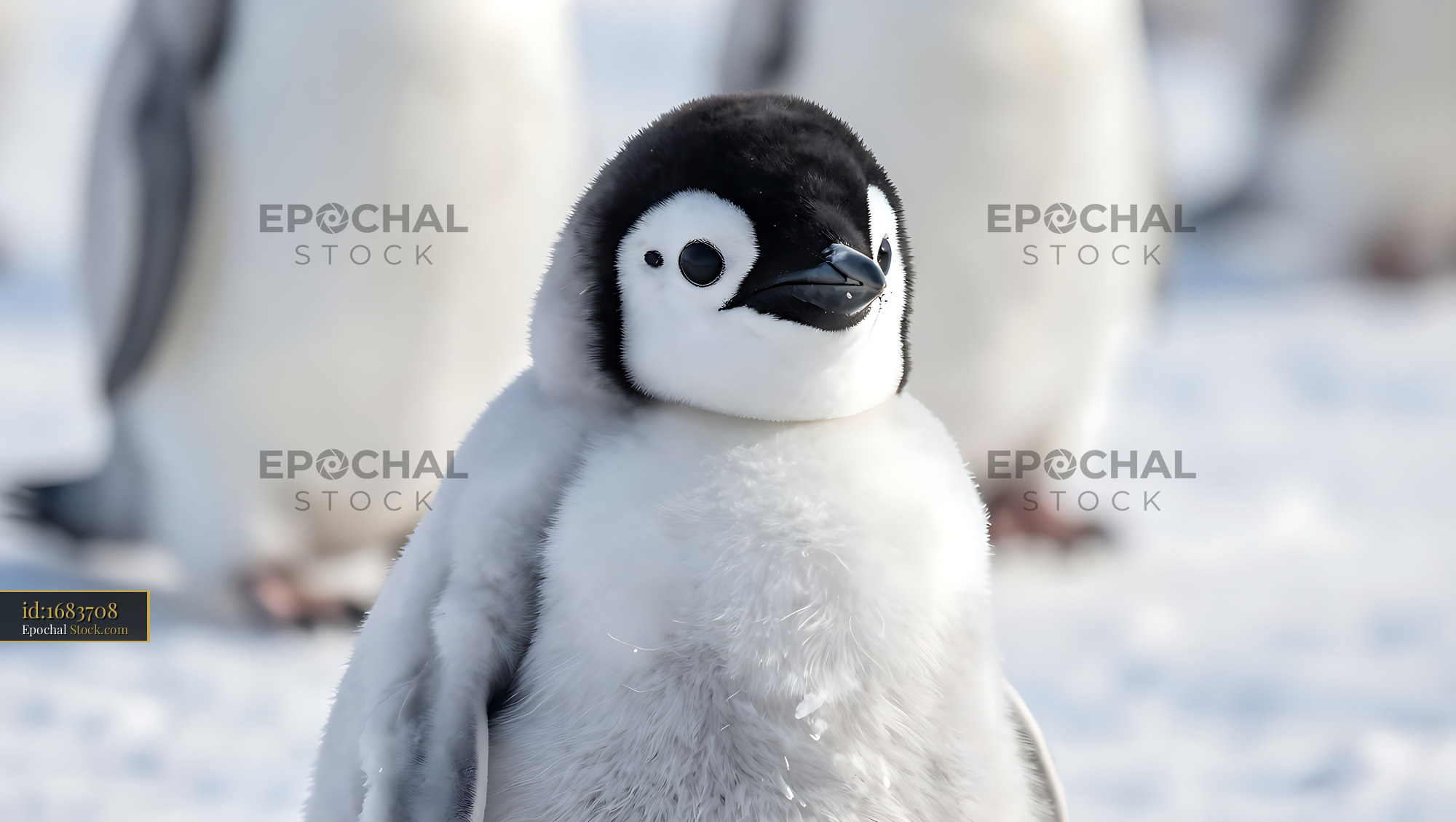 Chinstrap penguin chick standing in the snow of Antarctica - stock photo