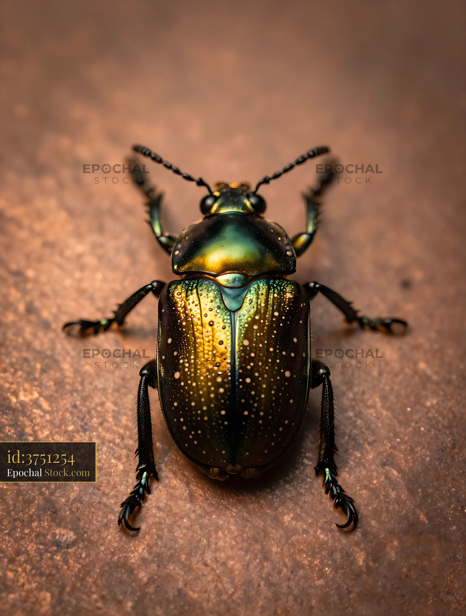 Imperial caterpillar beetle with iridescent green and gold shell - stock photo