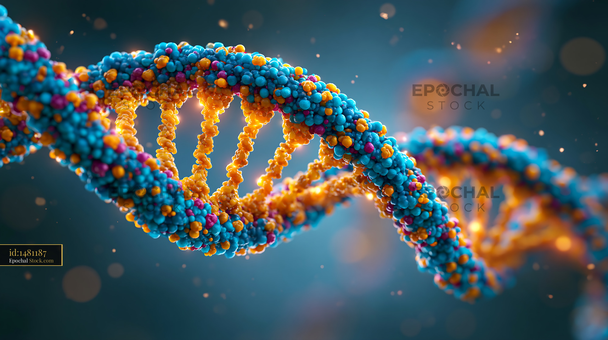 Colorful DNA double helix model for genetic research and biotechnology