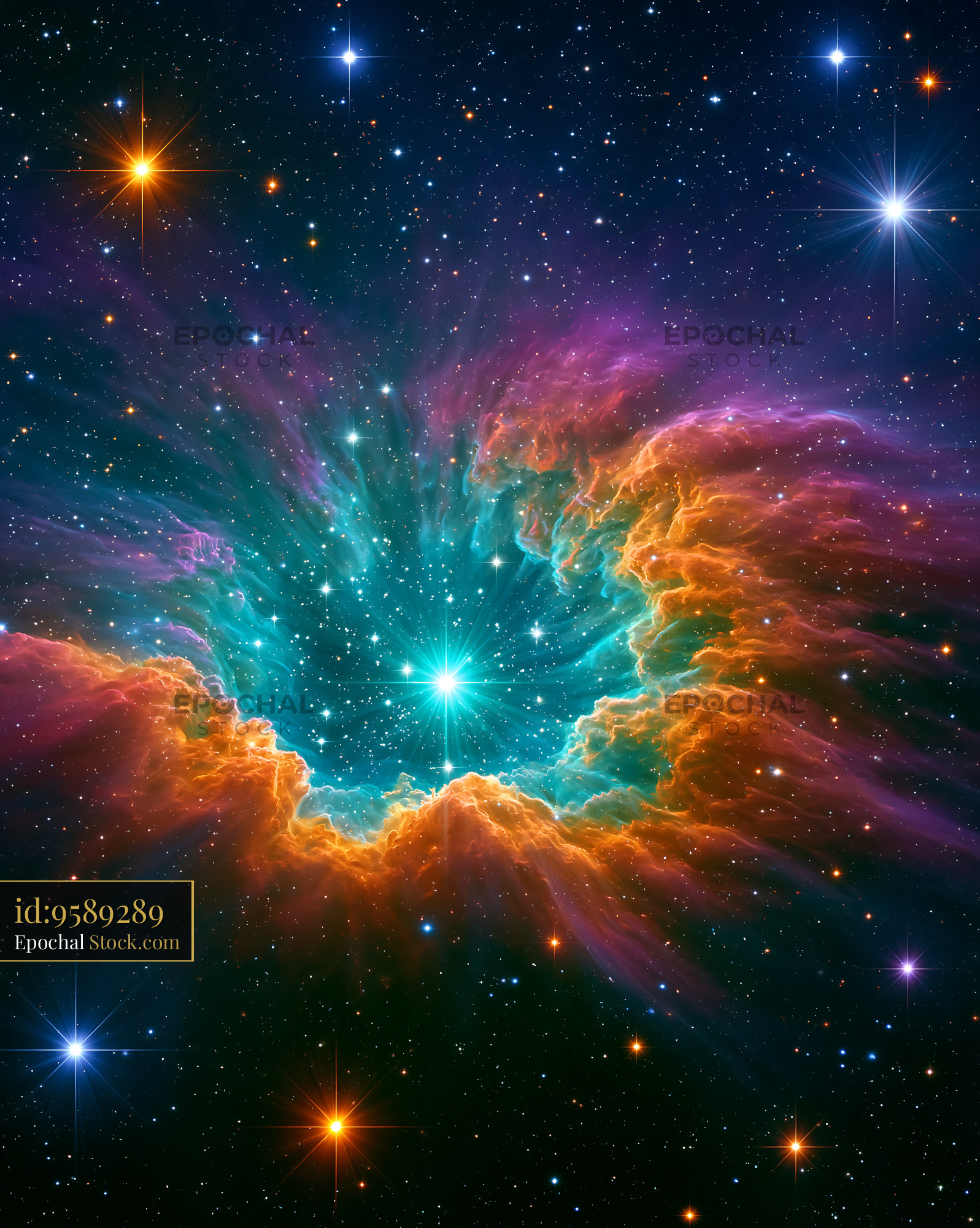Vibrant nebula NGC 1333 with glowing star cluster in deep space - stock photo