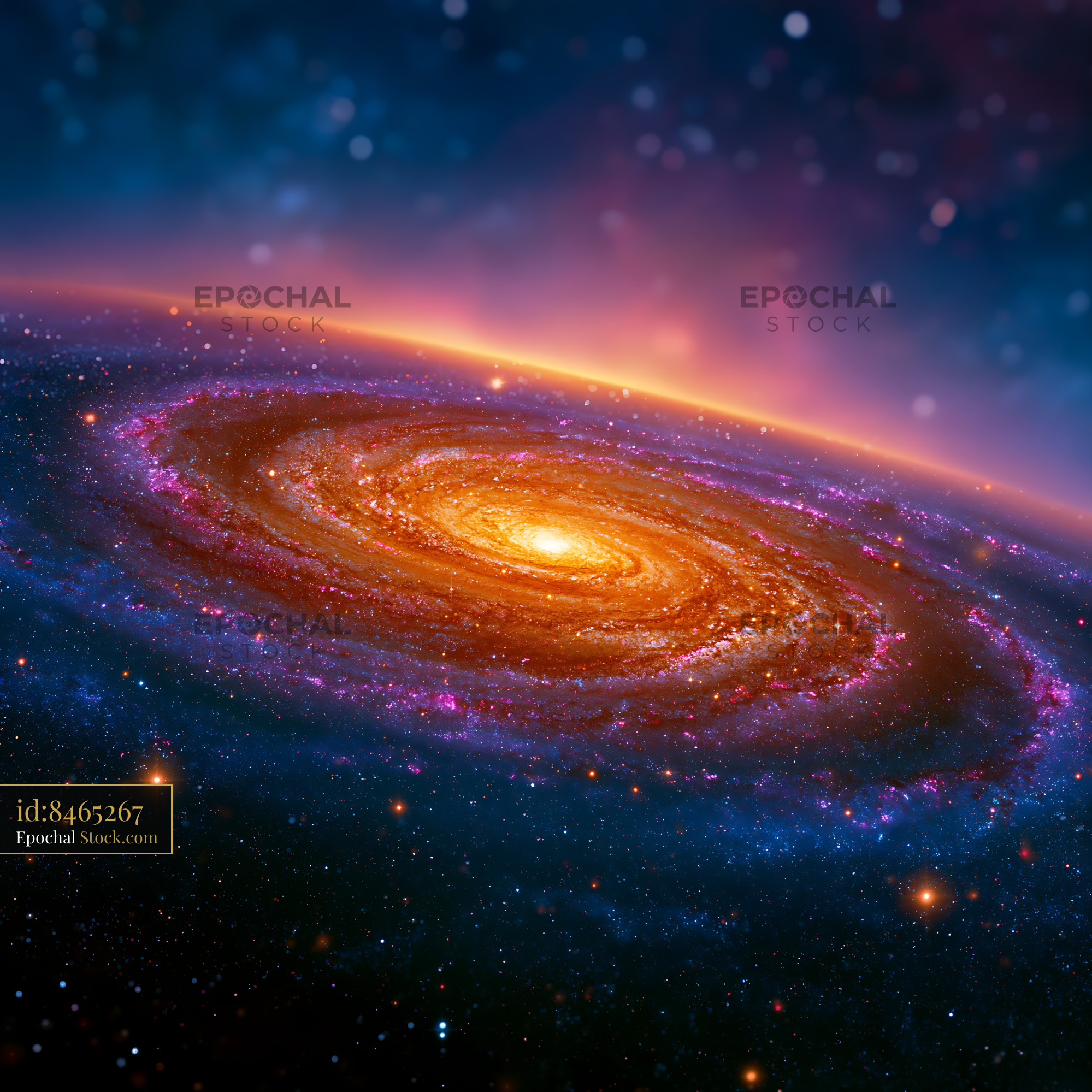Vibrant NGC 660 polar ring galaxy glowing in deep space - stock photo