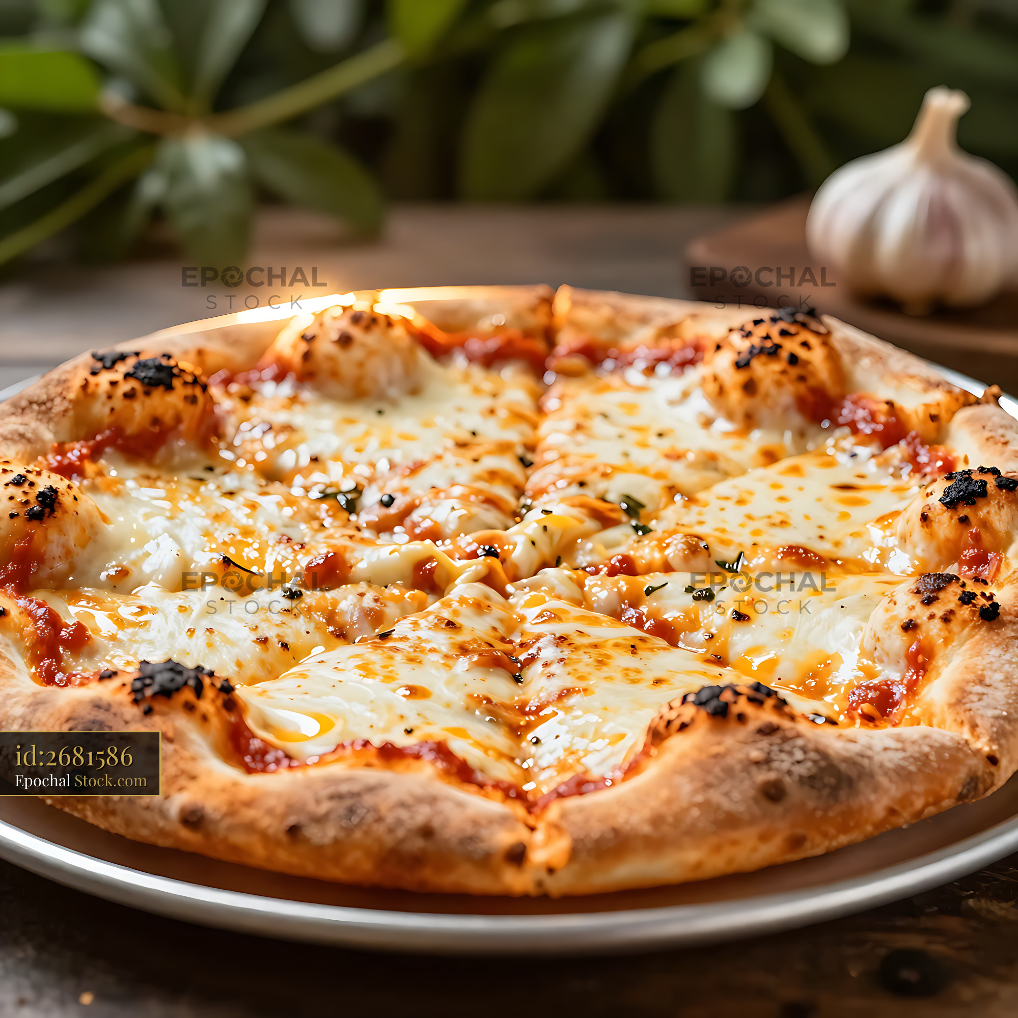 Old Forge PA tray pizza with melted cheese and garlic on a plate