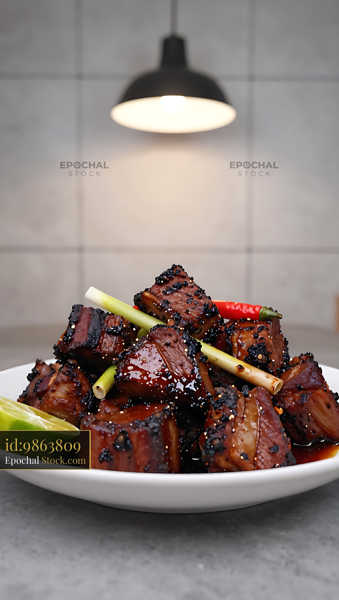 North Sumatra saksang pork stew with lemongrass and lime - stock photo