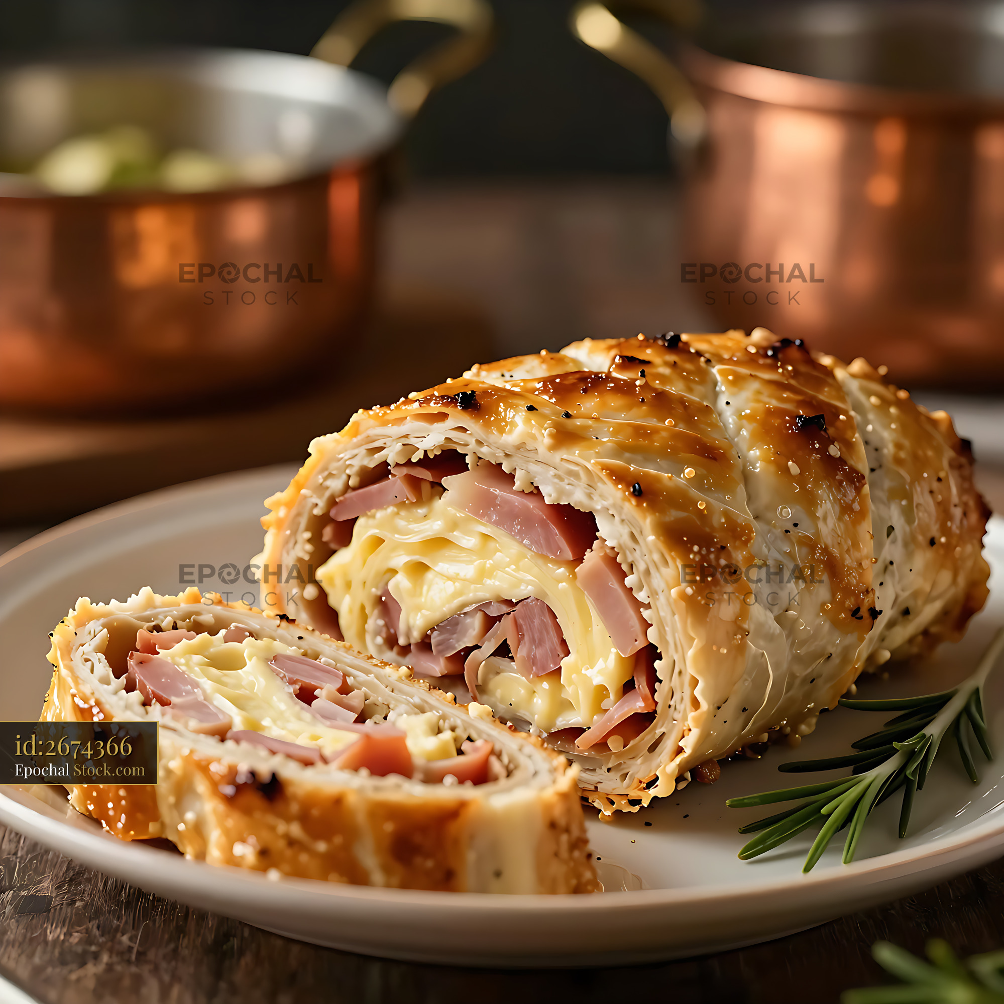 Sliced Pamplona de Frango com Presunto with melted cheese and ham - stock photo