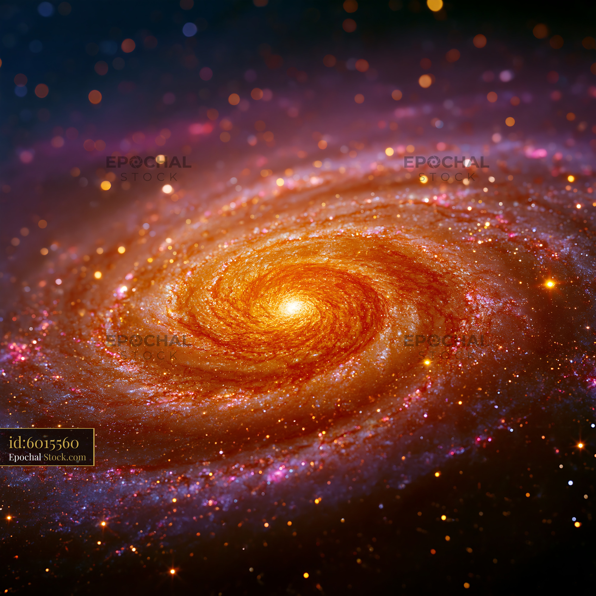 Vibrant spiral galaxy M74 phantom glowing in deep space - stock photo