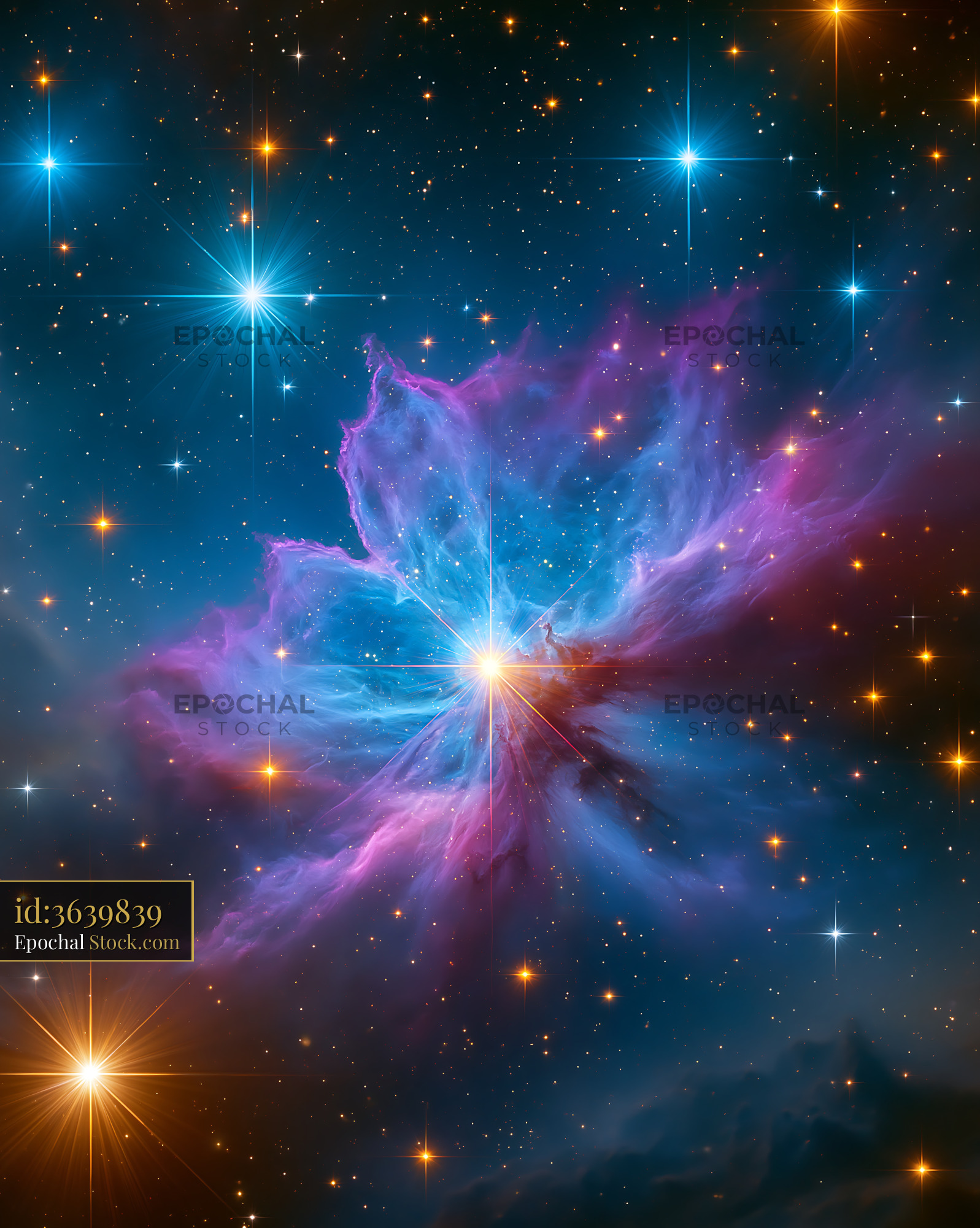 Glowing M78 reflection nebula surrounded by bright stars in deep space - stock photo
