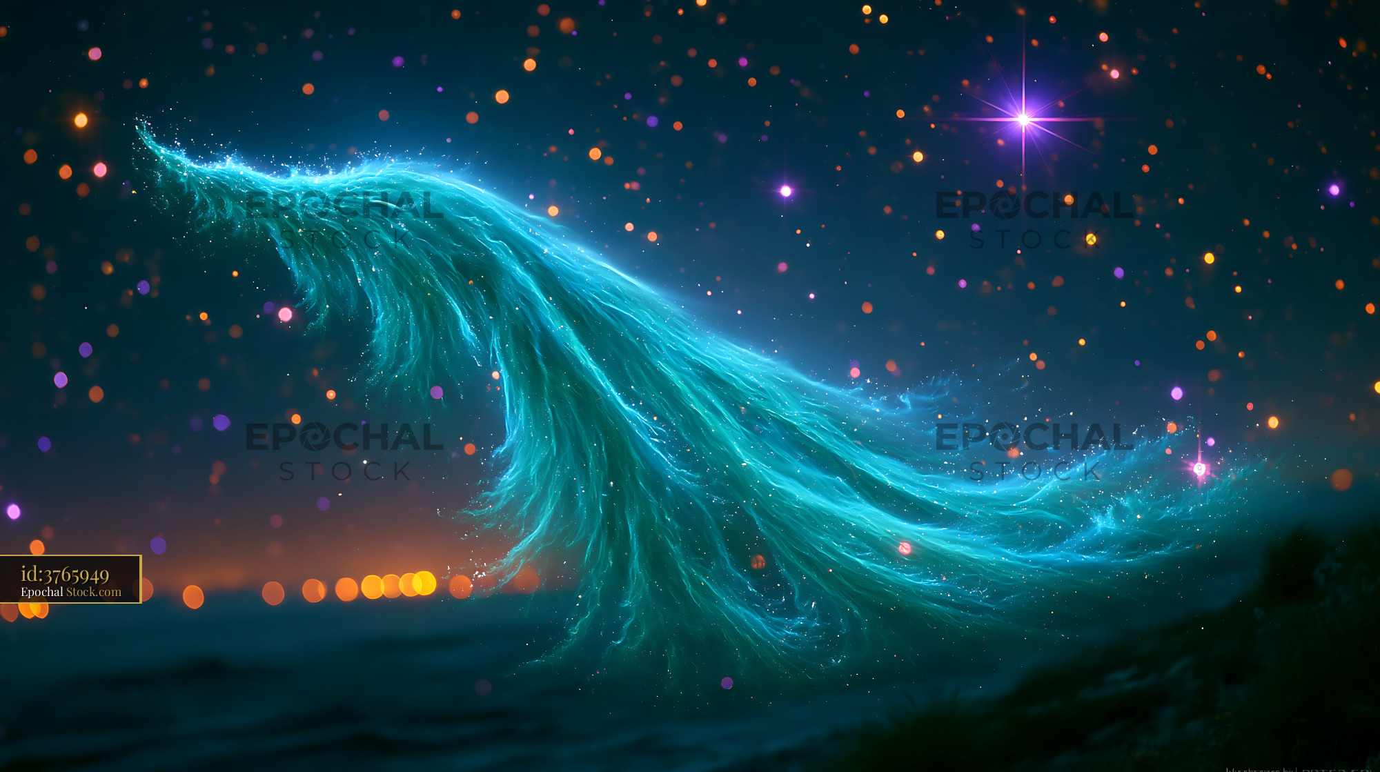 Ethereal NGC 6960 witch's broom nebula glowing in the starry cosmos - stock photo