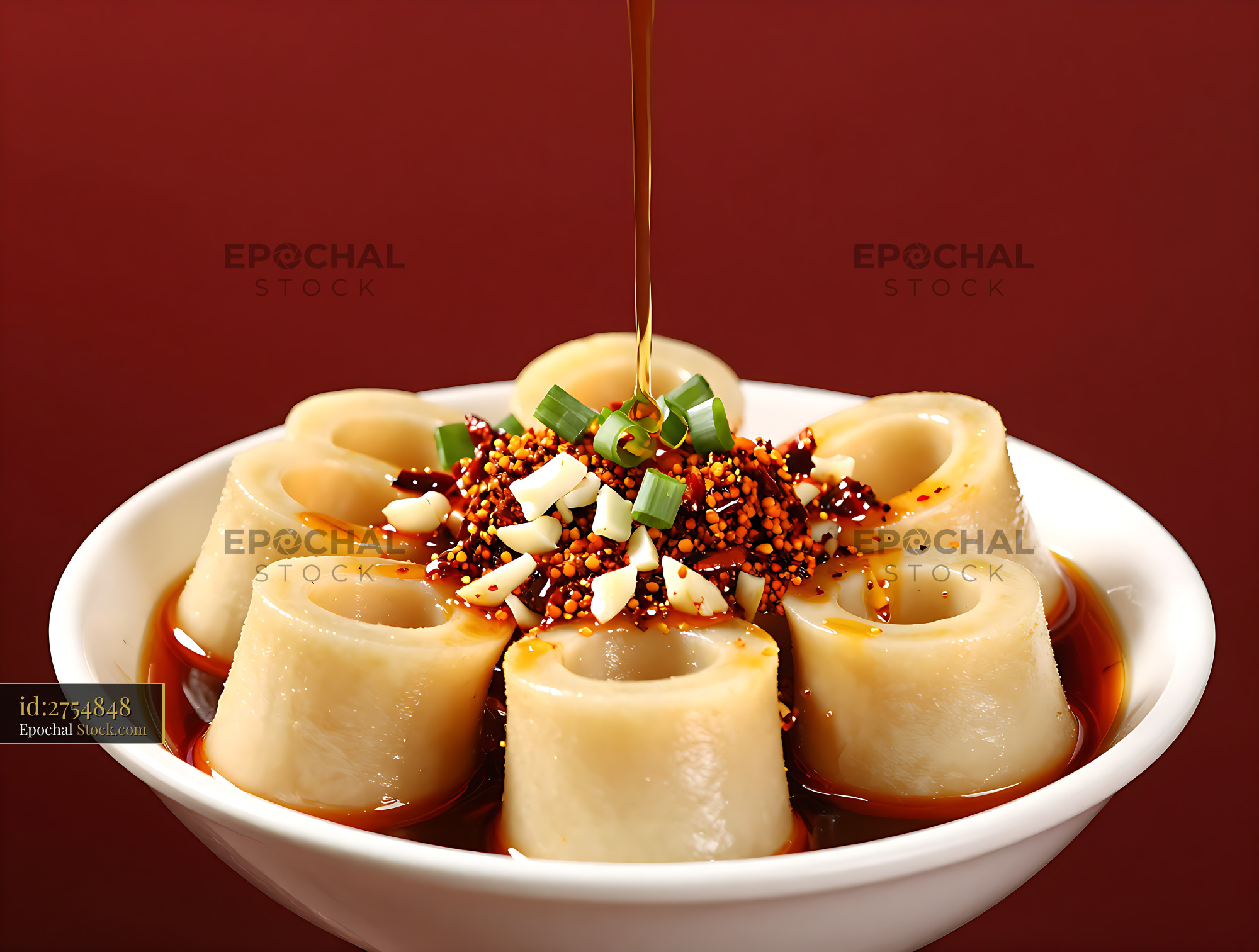 Traditional Youpo Che Mian noodles with chili flakes and hot oil - stock photo