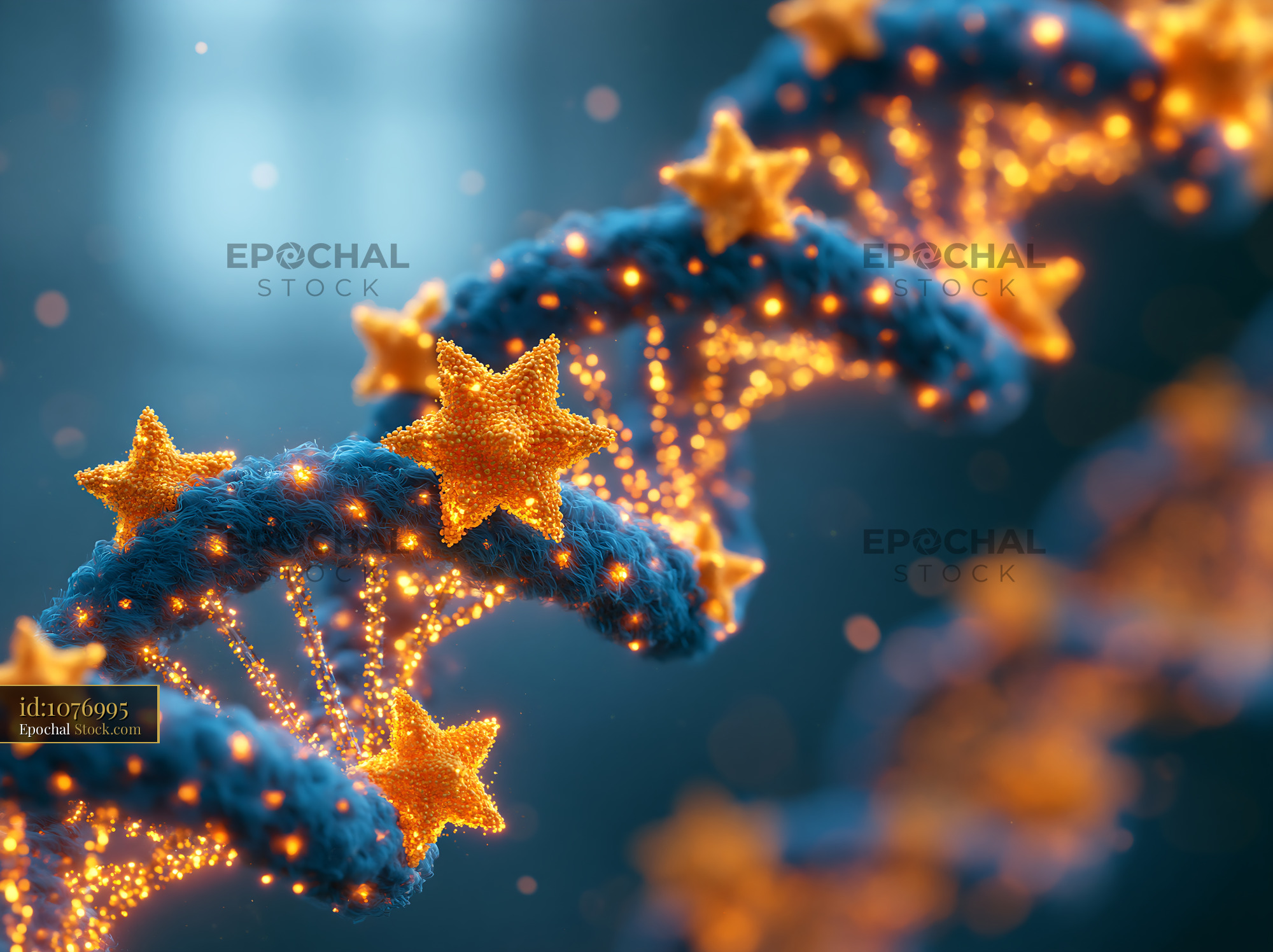 DNA double helix with gold nanostar raman reporters for detection - stock photo