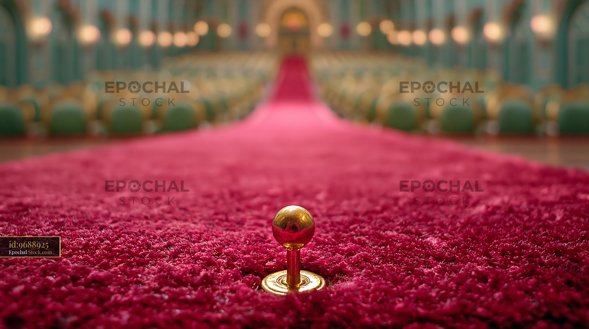 Red carpet stars pattern floor in a grand theater hall - stock photo
