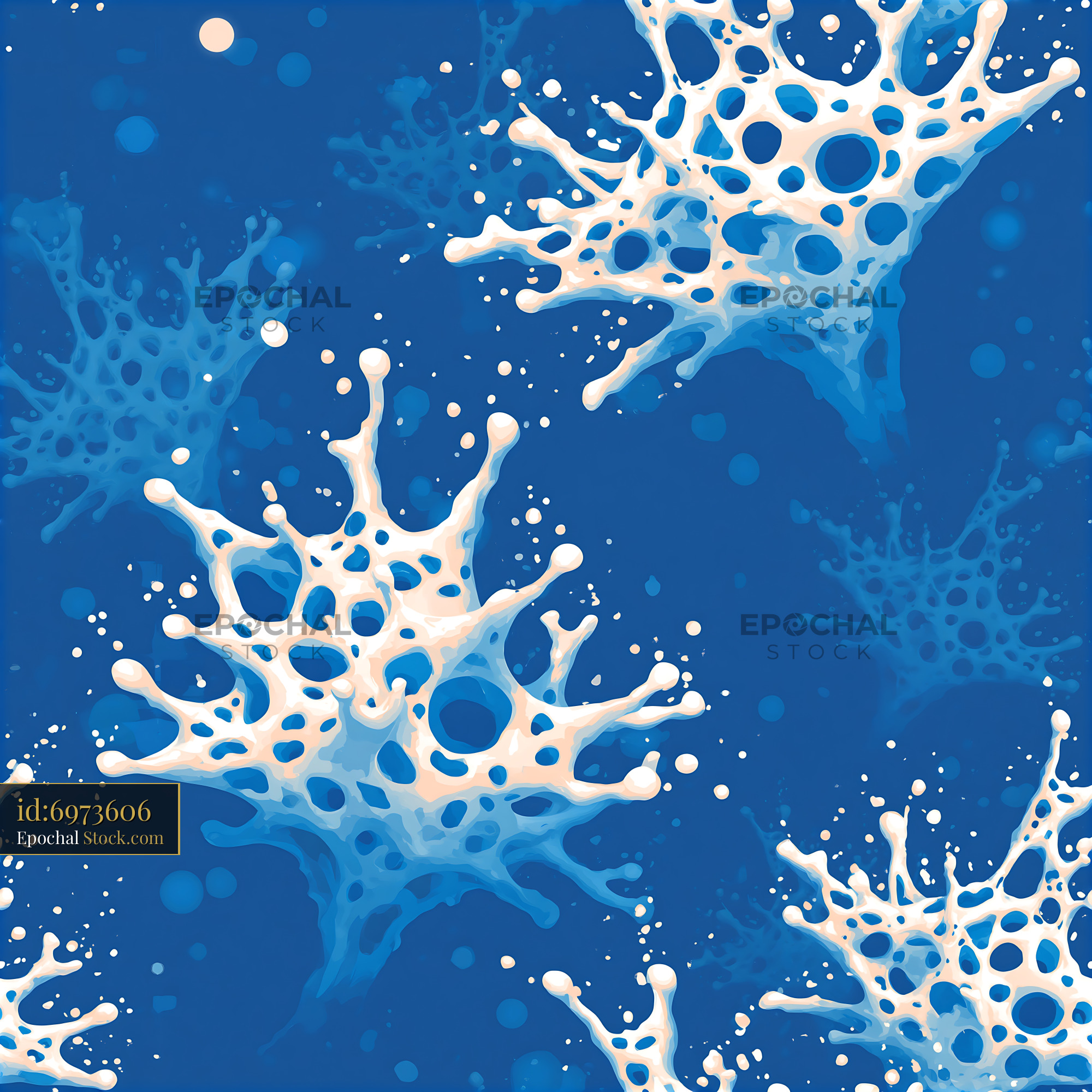 Abstract Oceanic White Coral Splash on Blue