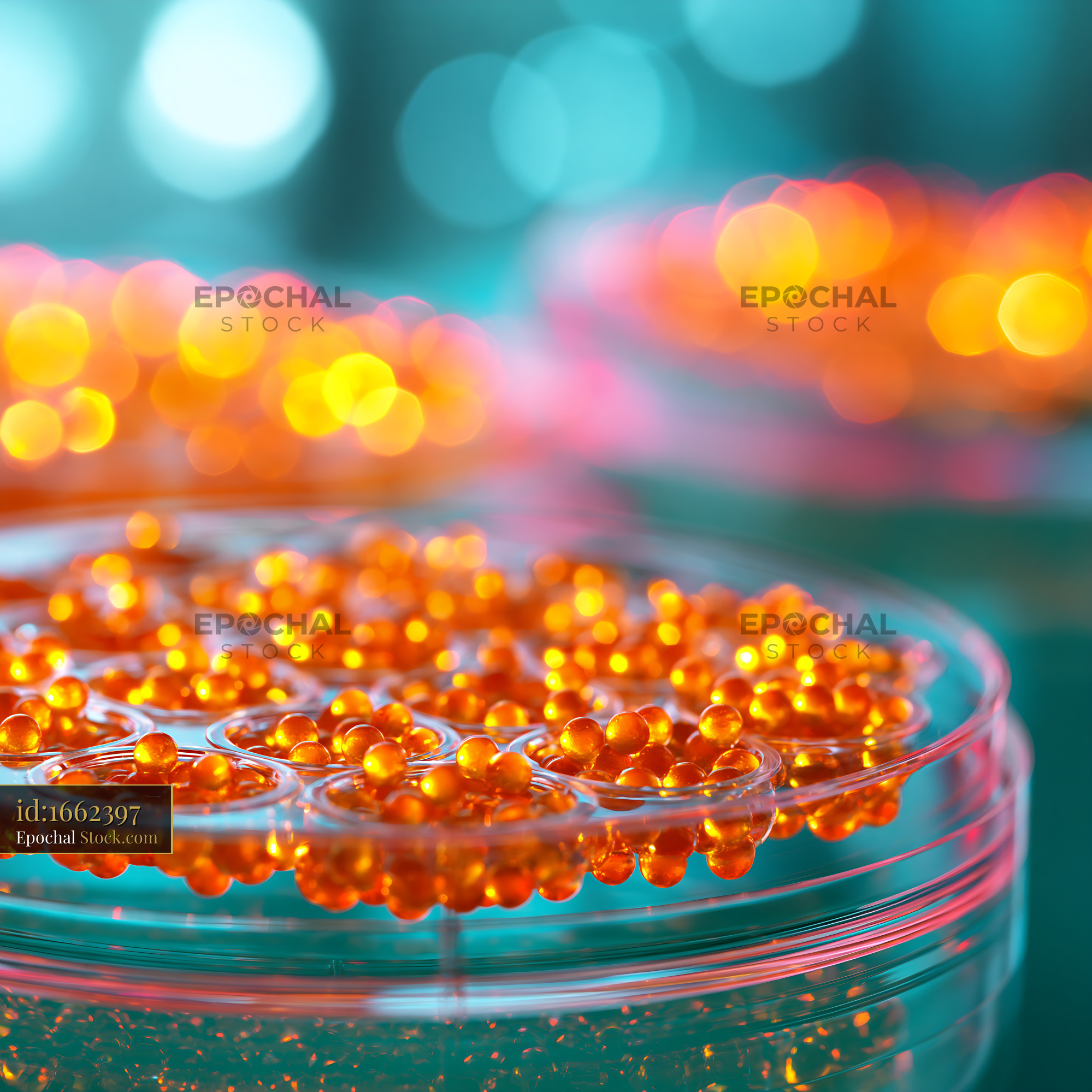 Scintillation proximity assay bead plate with orange microspheres - stock photo