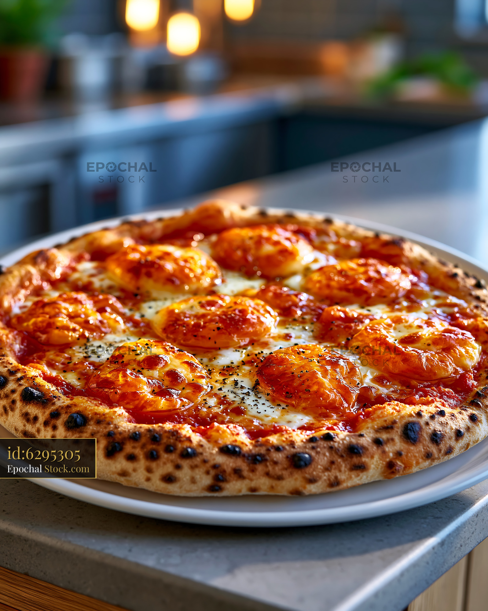 Artisanal Neapolitan pizza with melted scamorza affumicata cheese - stock photo