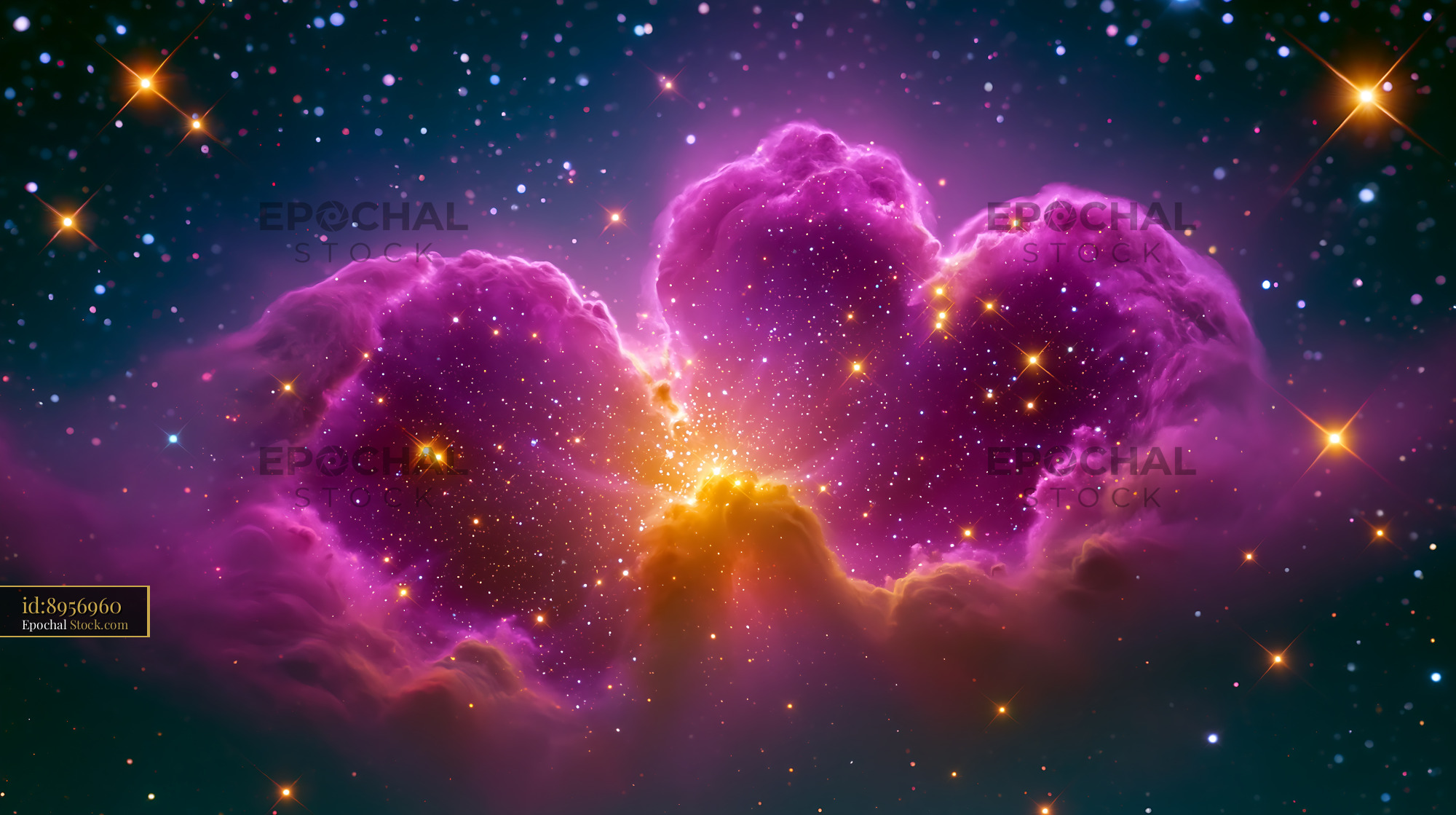 Vibrant IC 1848 soul nebula with glowing stars in deep space - stock photo