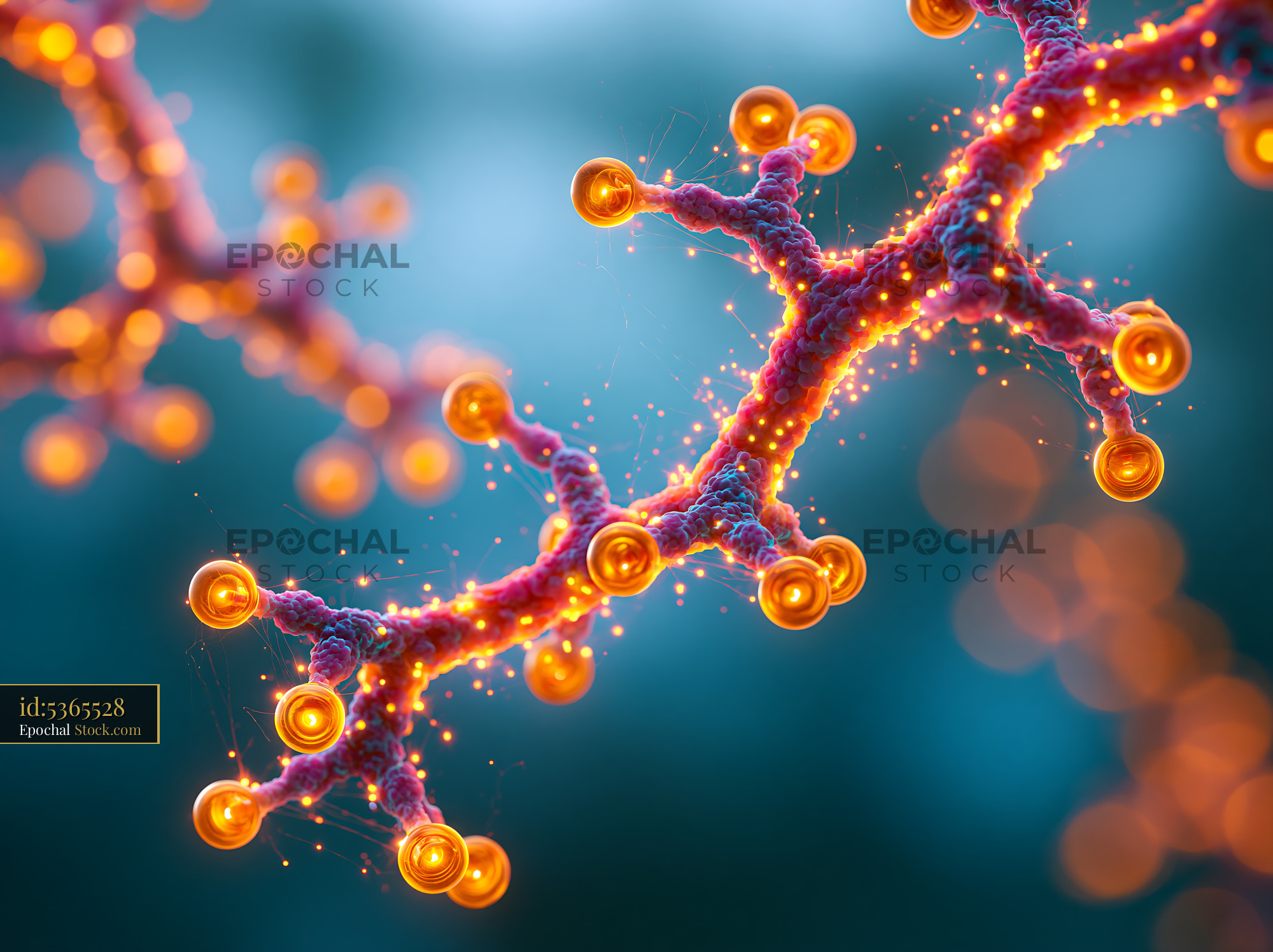Microscopic 3D visualization of acceptor photobleaching fret analysis - stock photo