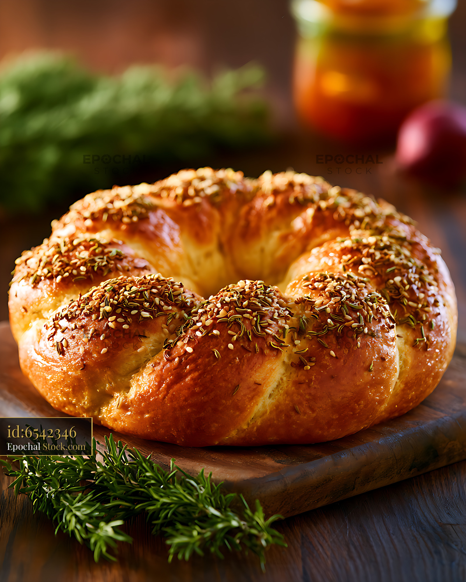 Traditional buccellato di lucca sweet bread topped with anise seeds - stock photo