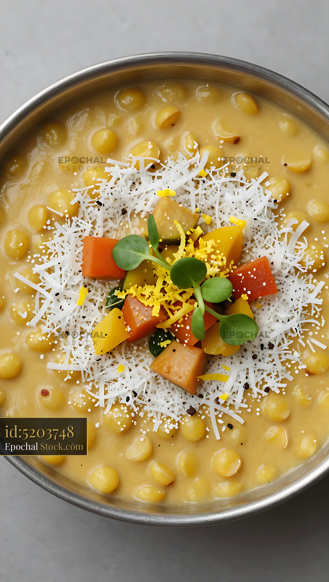 Traditional Indian kosumalli tamil salad with moong dal and coconut - stock photo