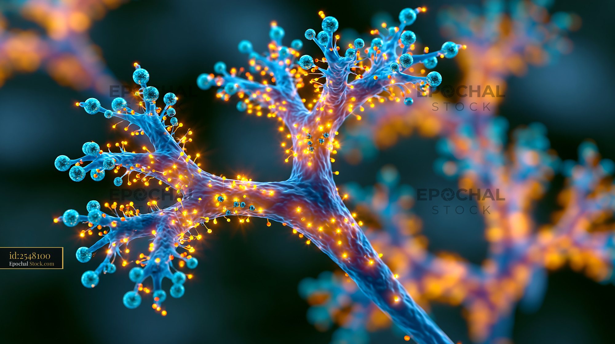 Microscopic visualization of lanthanide metal isotope antibody labelin - stock photo
