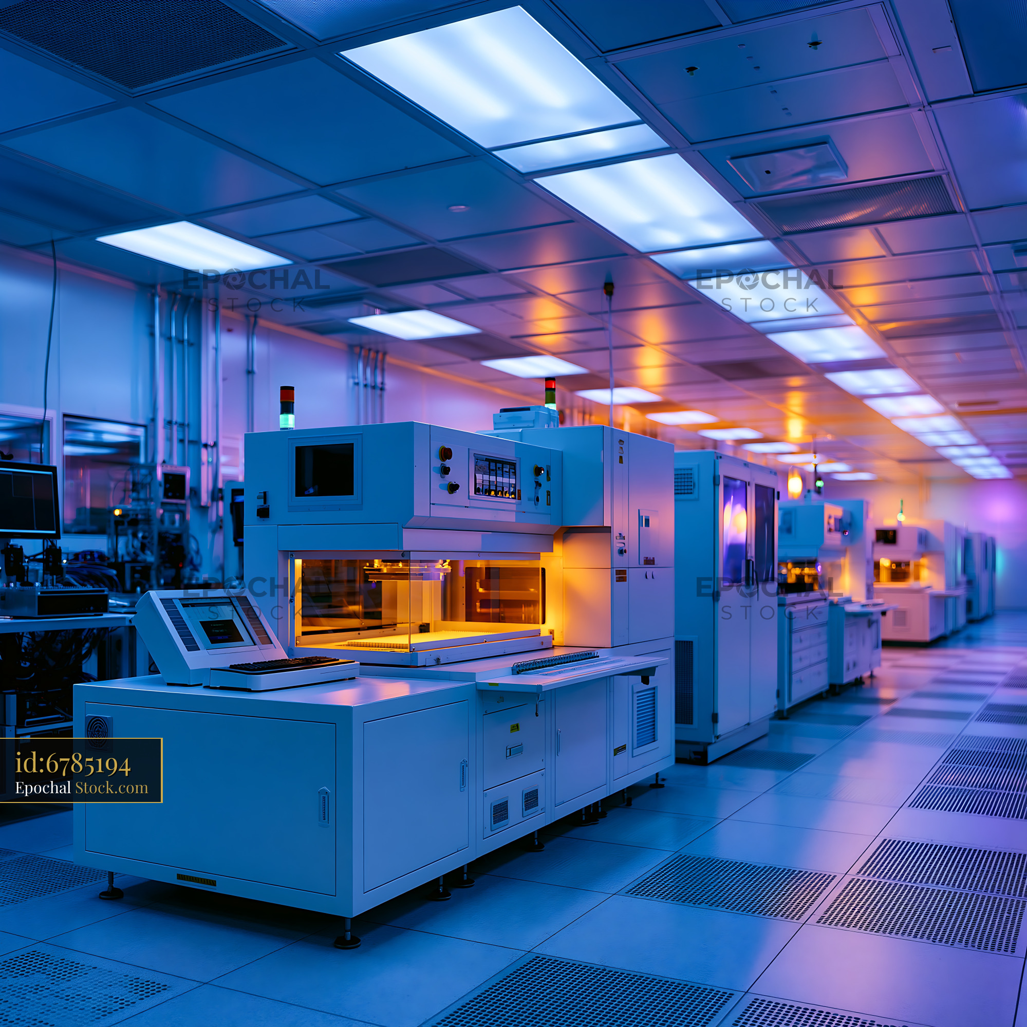 Modern semiconductor cleanroom for high density cmos multielectrode ar - stock photo