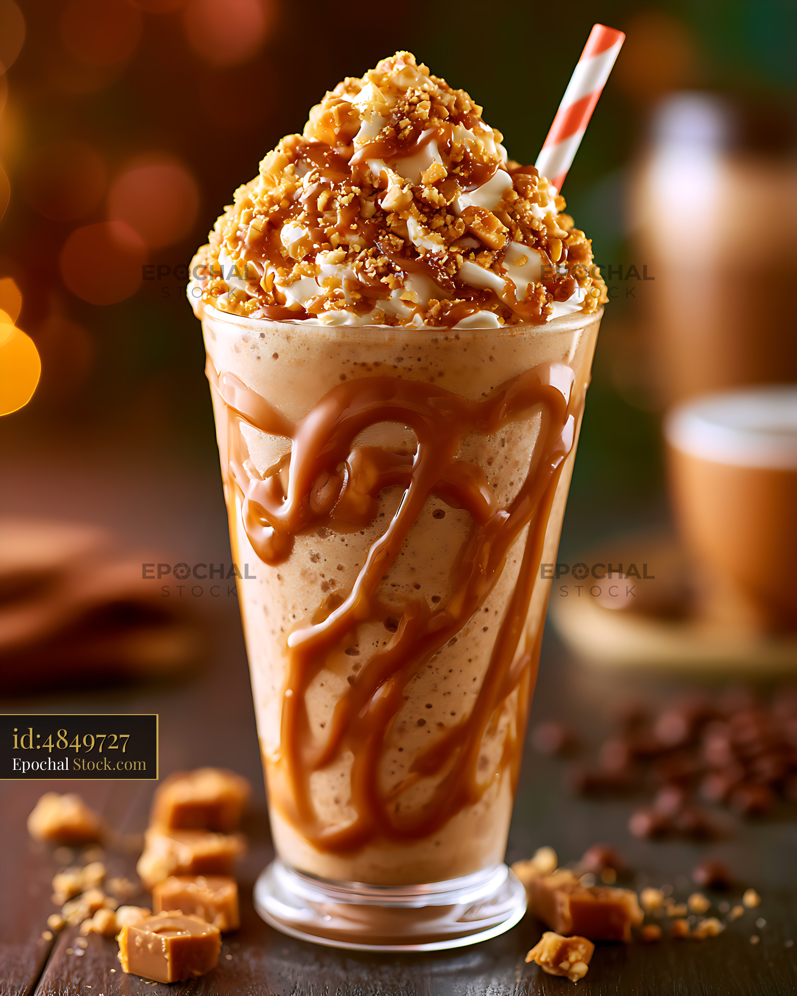Decadent coffee toffee milkshake with whipped cream and caramel - stock photo