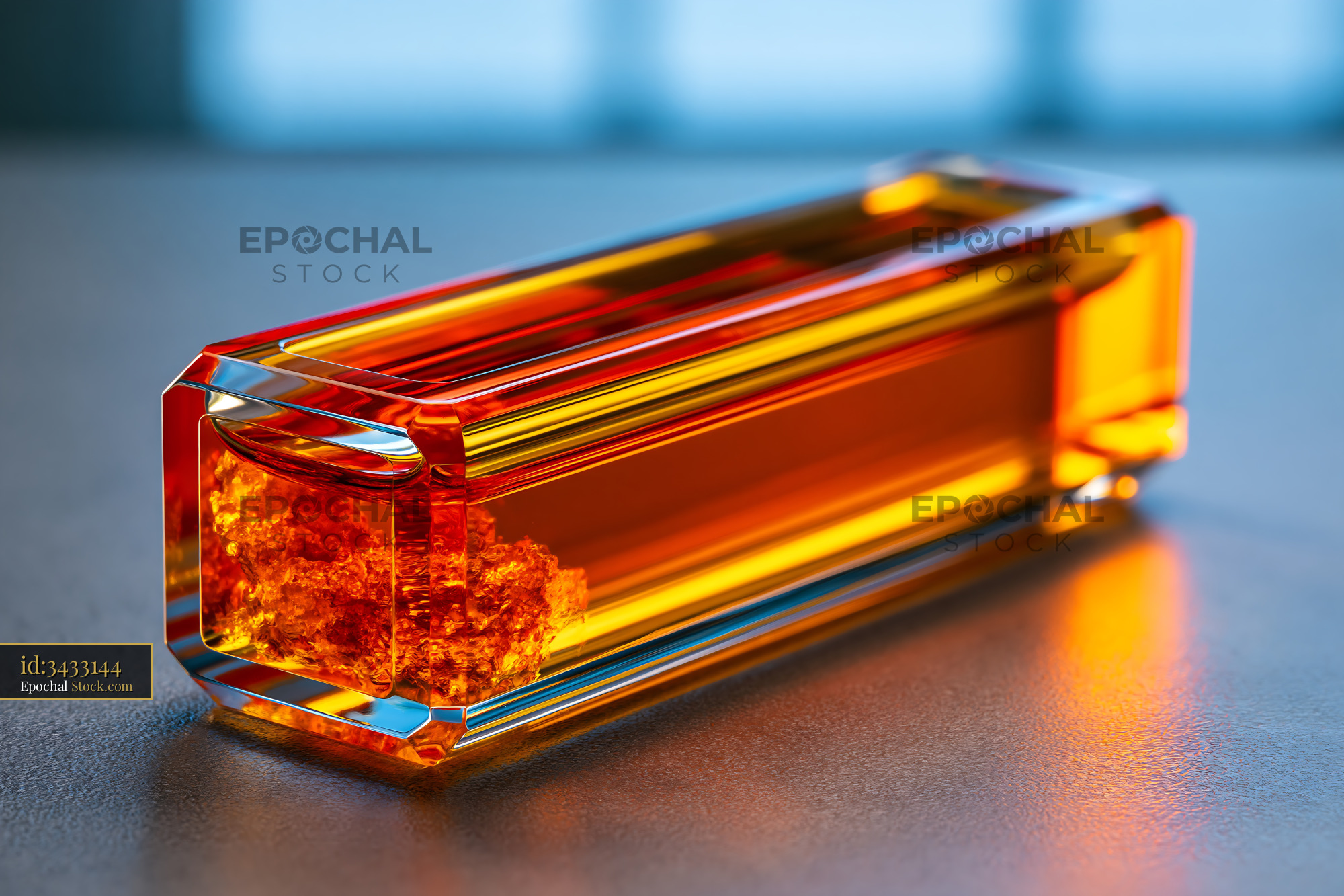 Protein aggregation in a laboratory cuvette for light scattering - stock photo