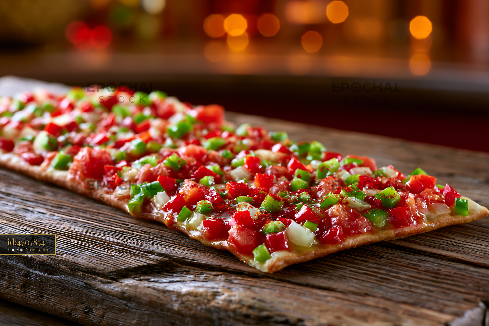 Traditional Mallorcan coca de tremp pizza with chopped vegetables - stock photo
