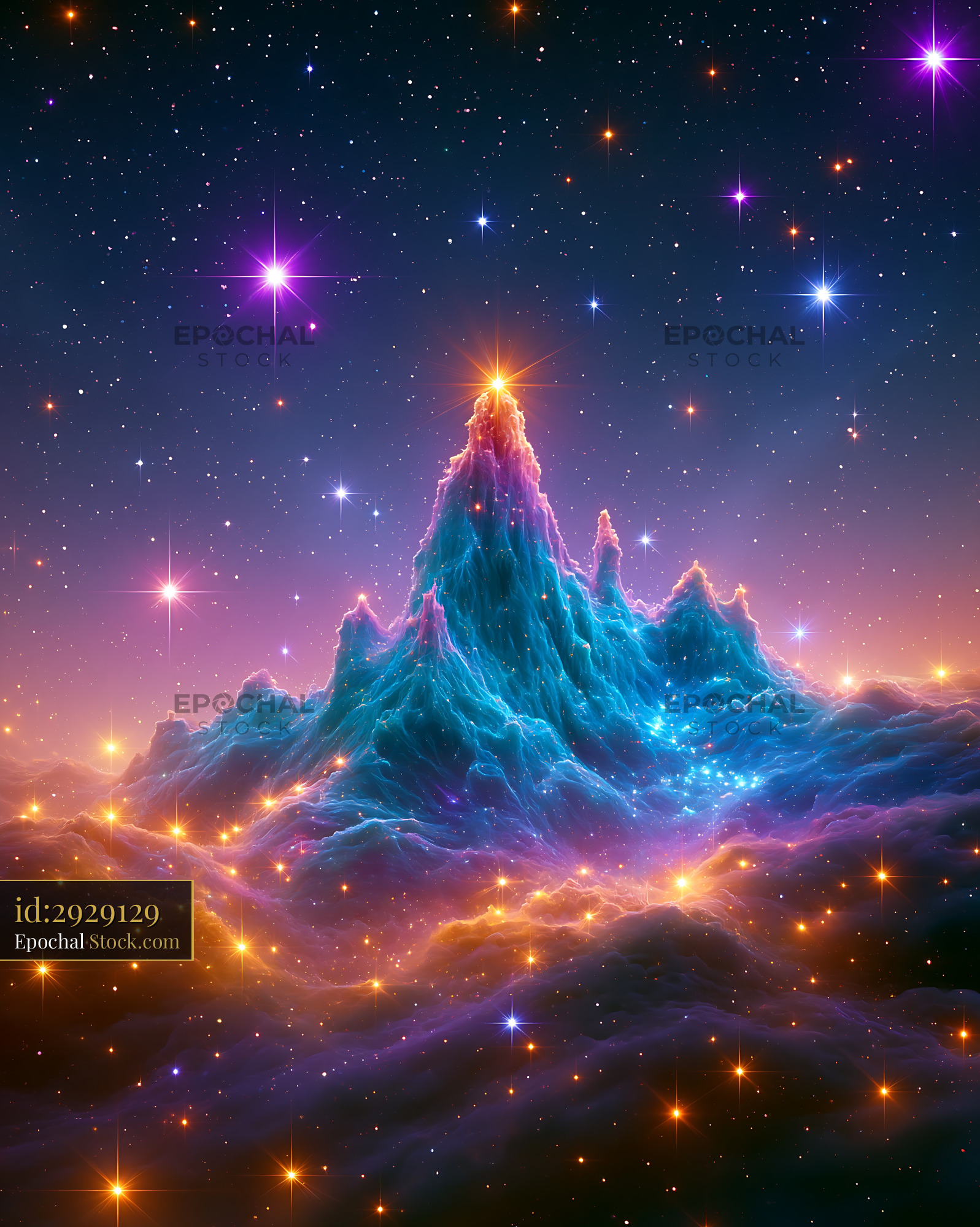 Carina keyhole nebula with vibrant mountain peaks in deep space - stock photo