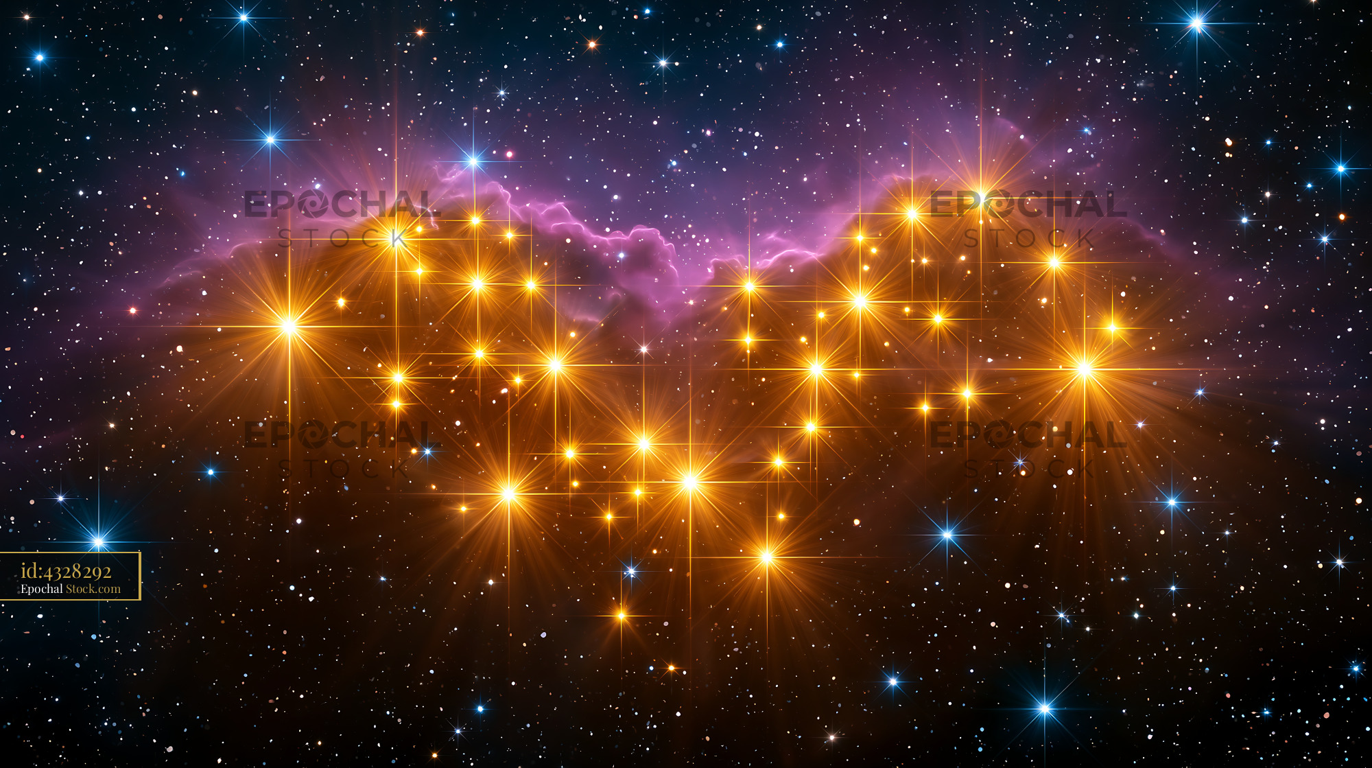 M11 wild duck star cluster glowing in a purple cosmic nebula - stock photo