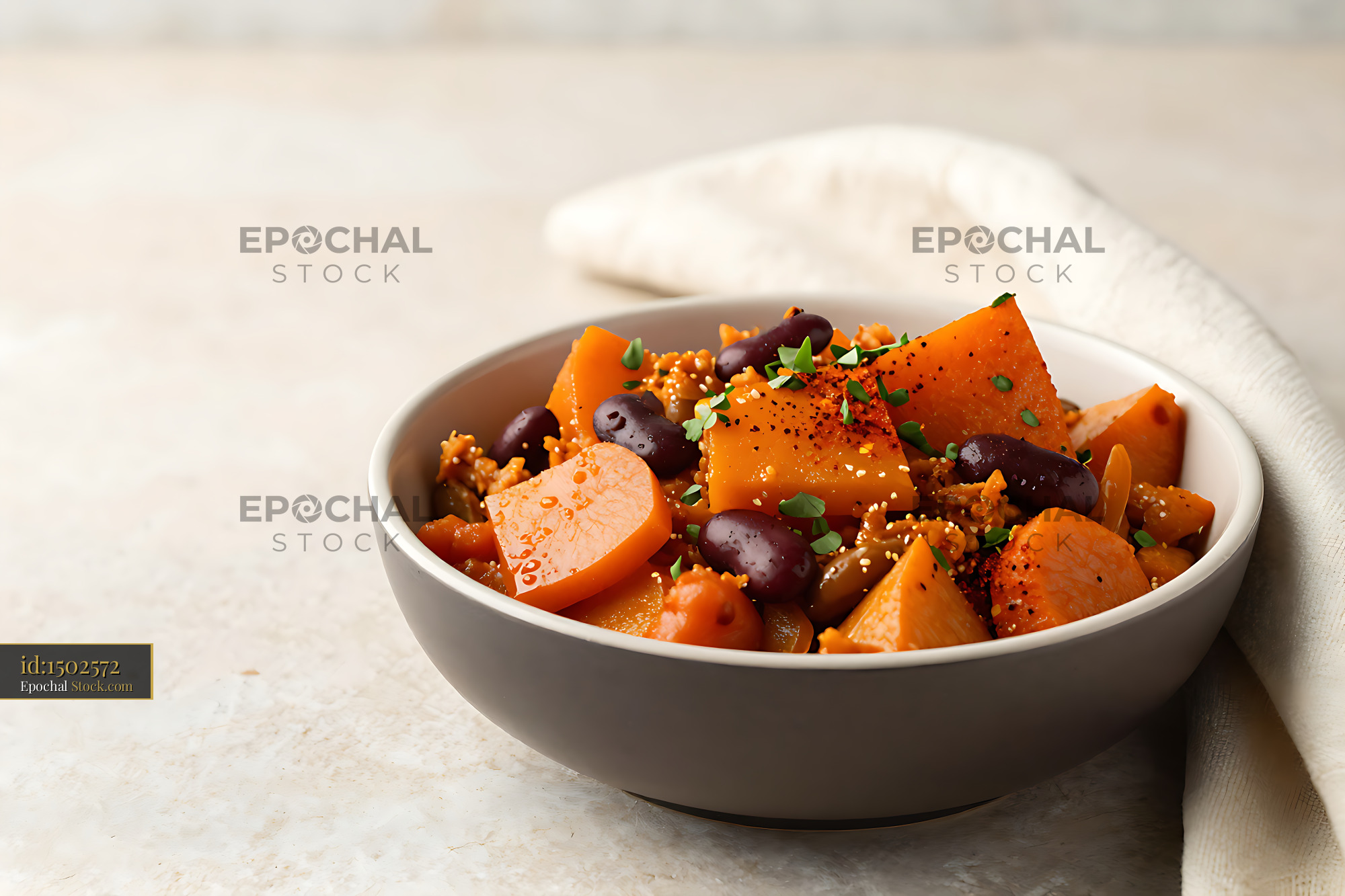 South African chakalaka salad with sweet potato and kidney beans - stock photo