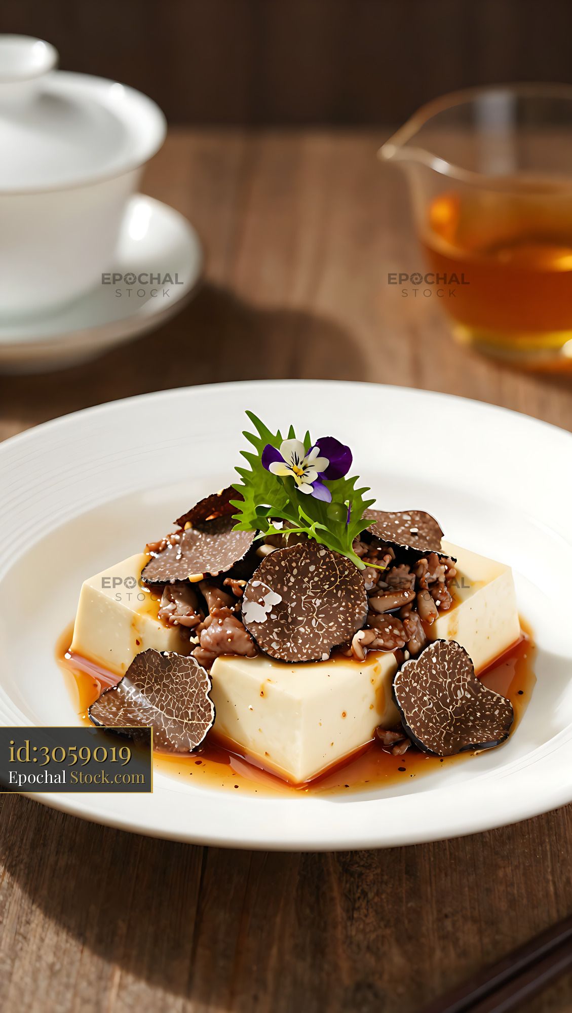 Gourmet Truffle Mapo Tofu with Wagyu beef and black truffle - stock photo
