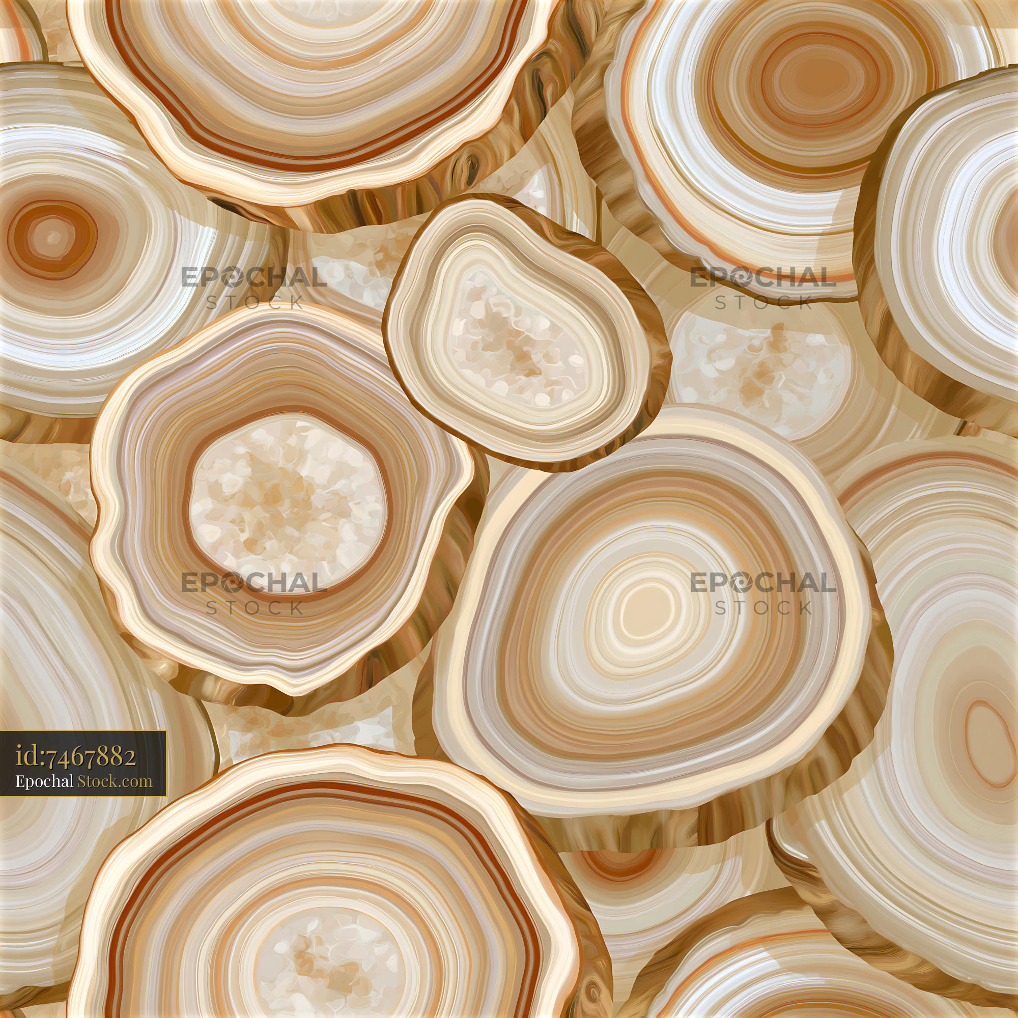 Earthy Agate Geode Stone Slices Pattern - stock photo