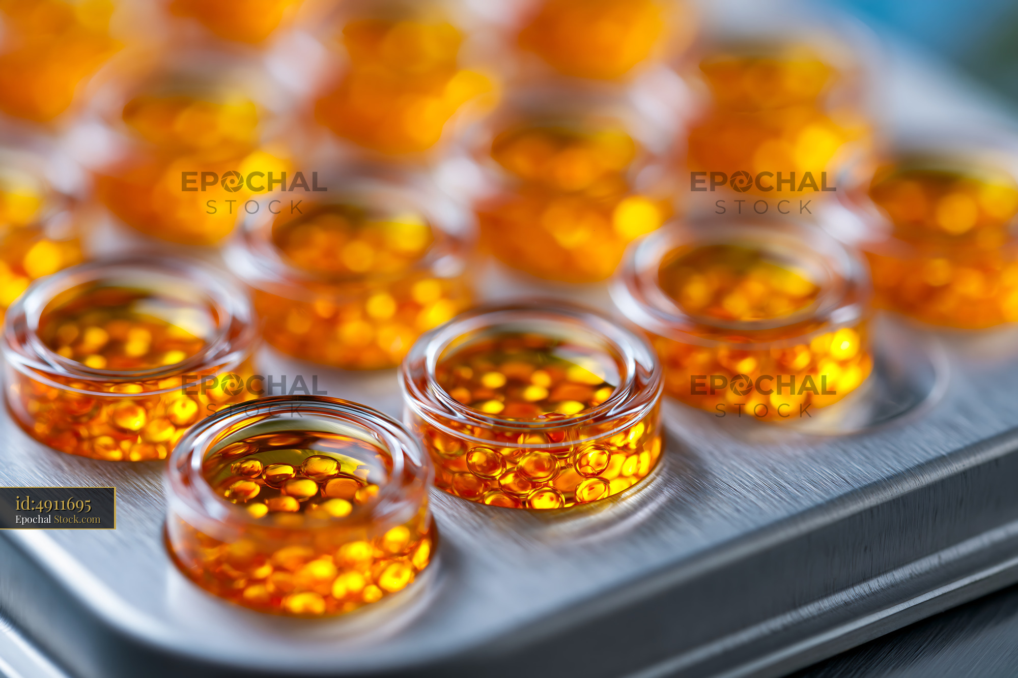 Samples in glass vials for multi angle light scattering analysis - stock photo