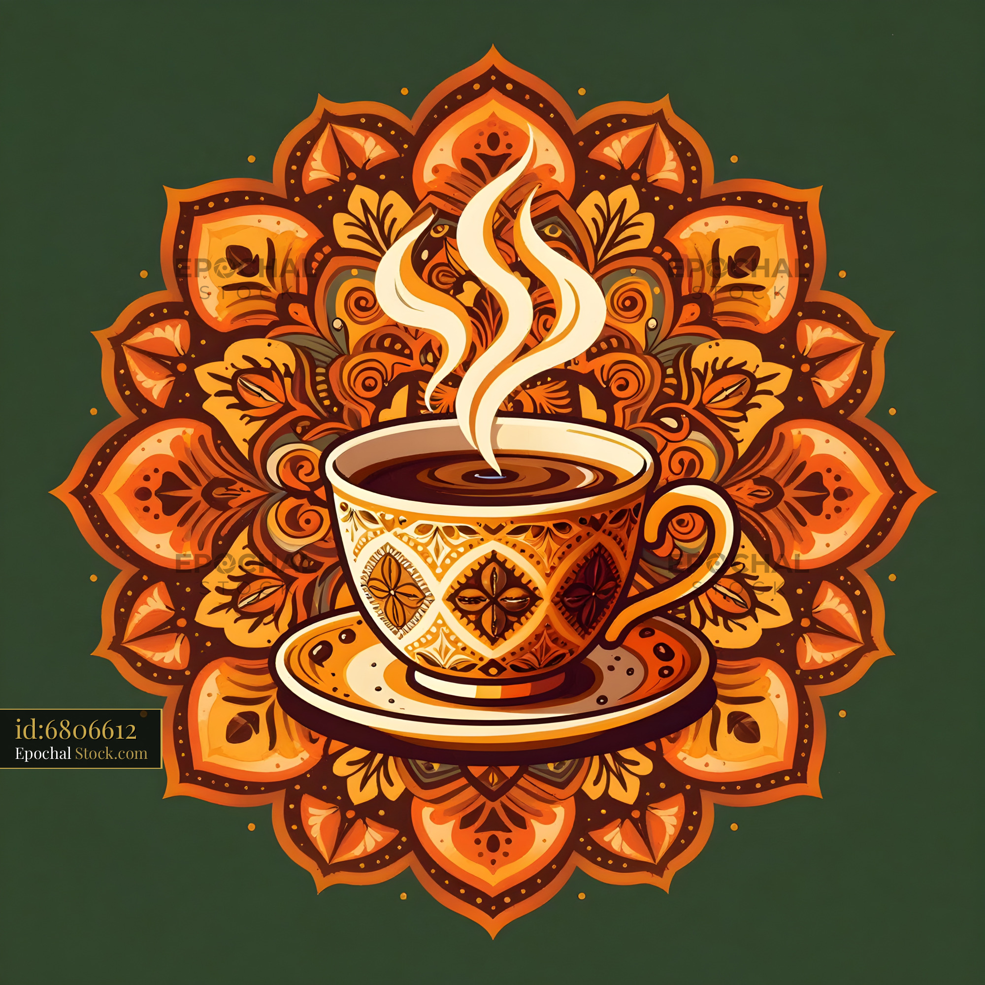 Warm cup of coffee with decorative background design Premium Stock Image - stock photo